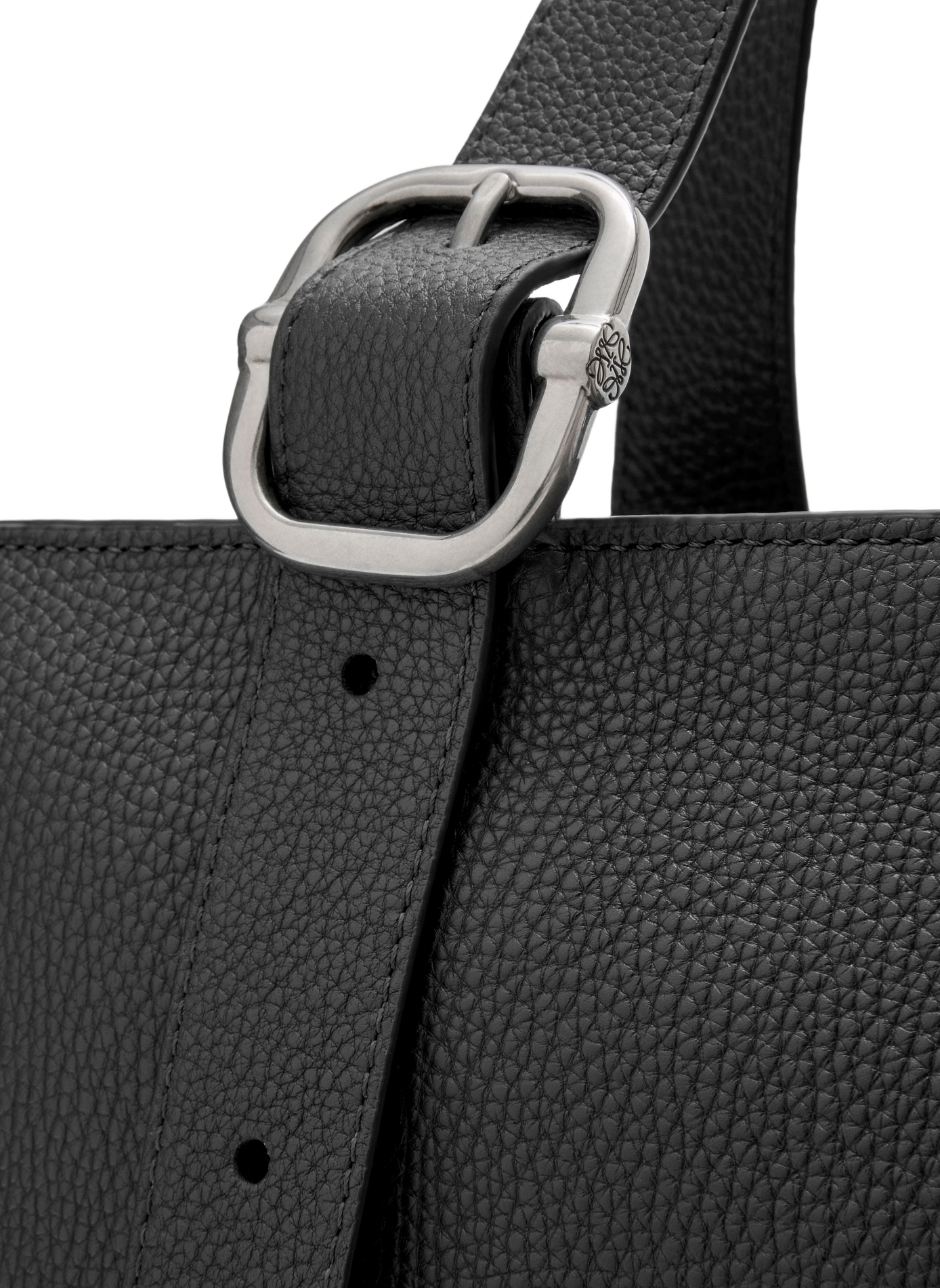 Loop zipped tote en cuir de veau grainé souple LOEWE Noir