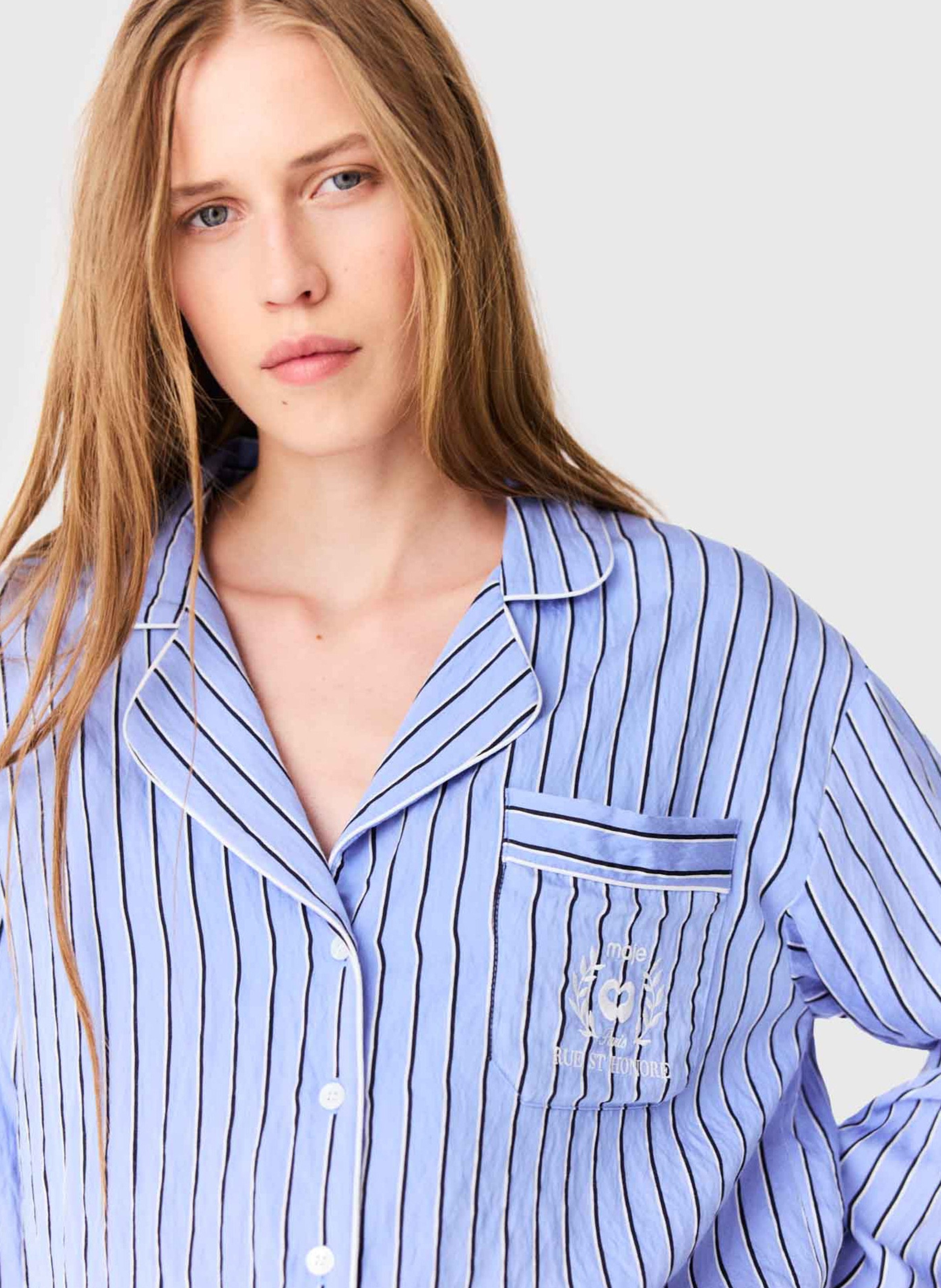 Chemise droite fluide rayée MAJE Bleu