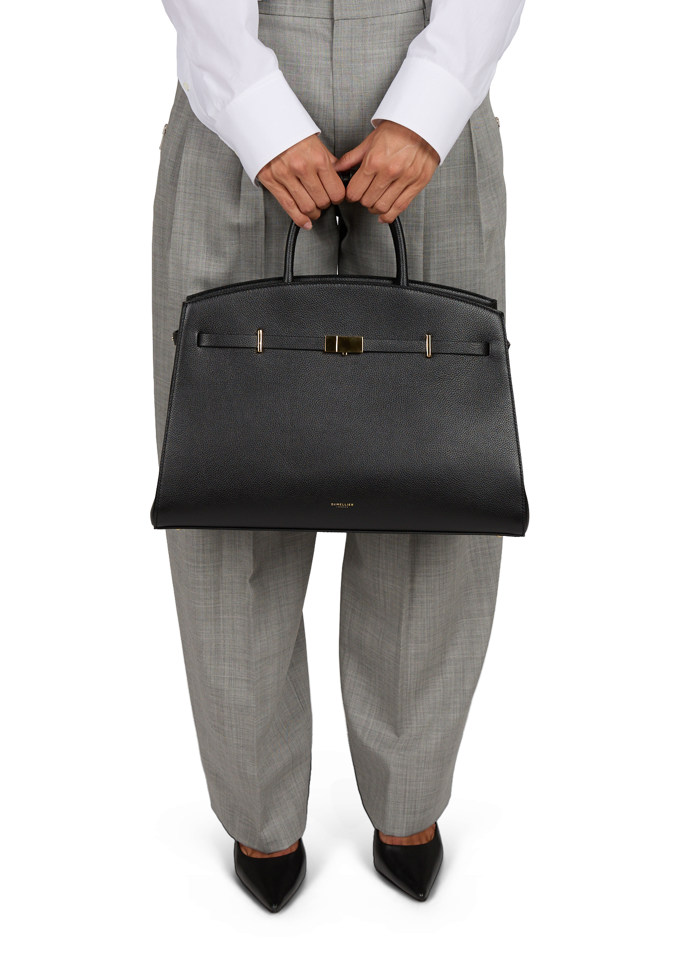 New York leather tote bag DEMELLIER LONDON Black