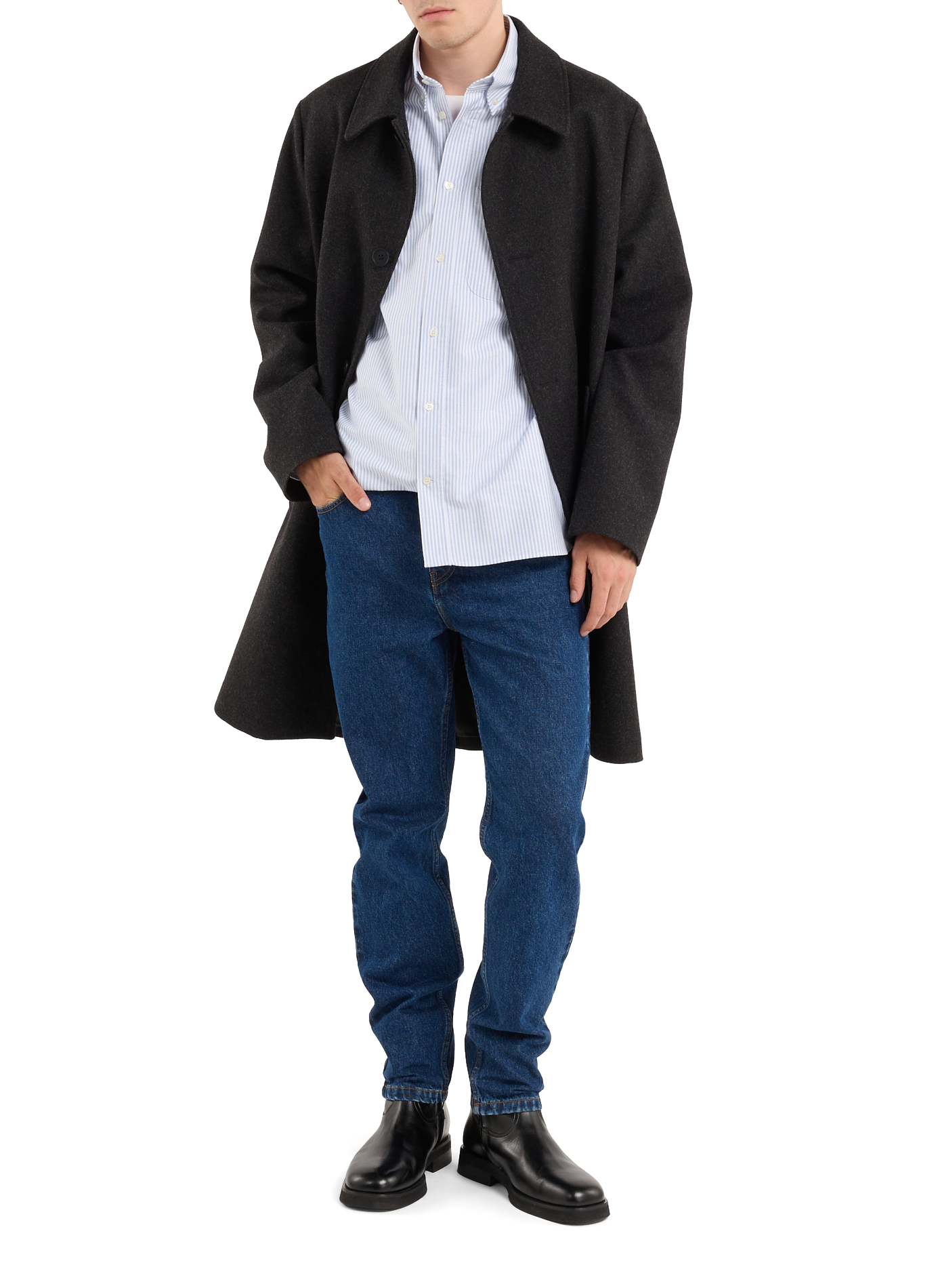 Long woolen buttoned coat SAISON 1865 Grey