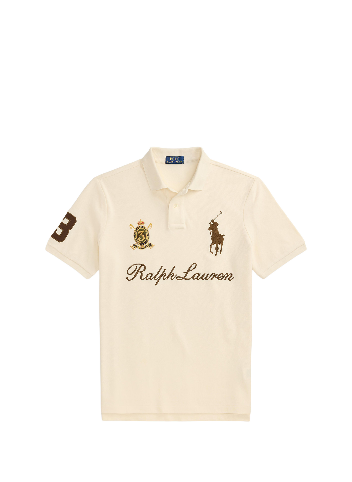 Piqué polo with embroidered logo.  Guide cream
