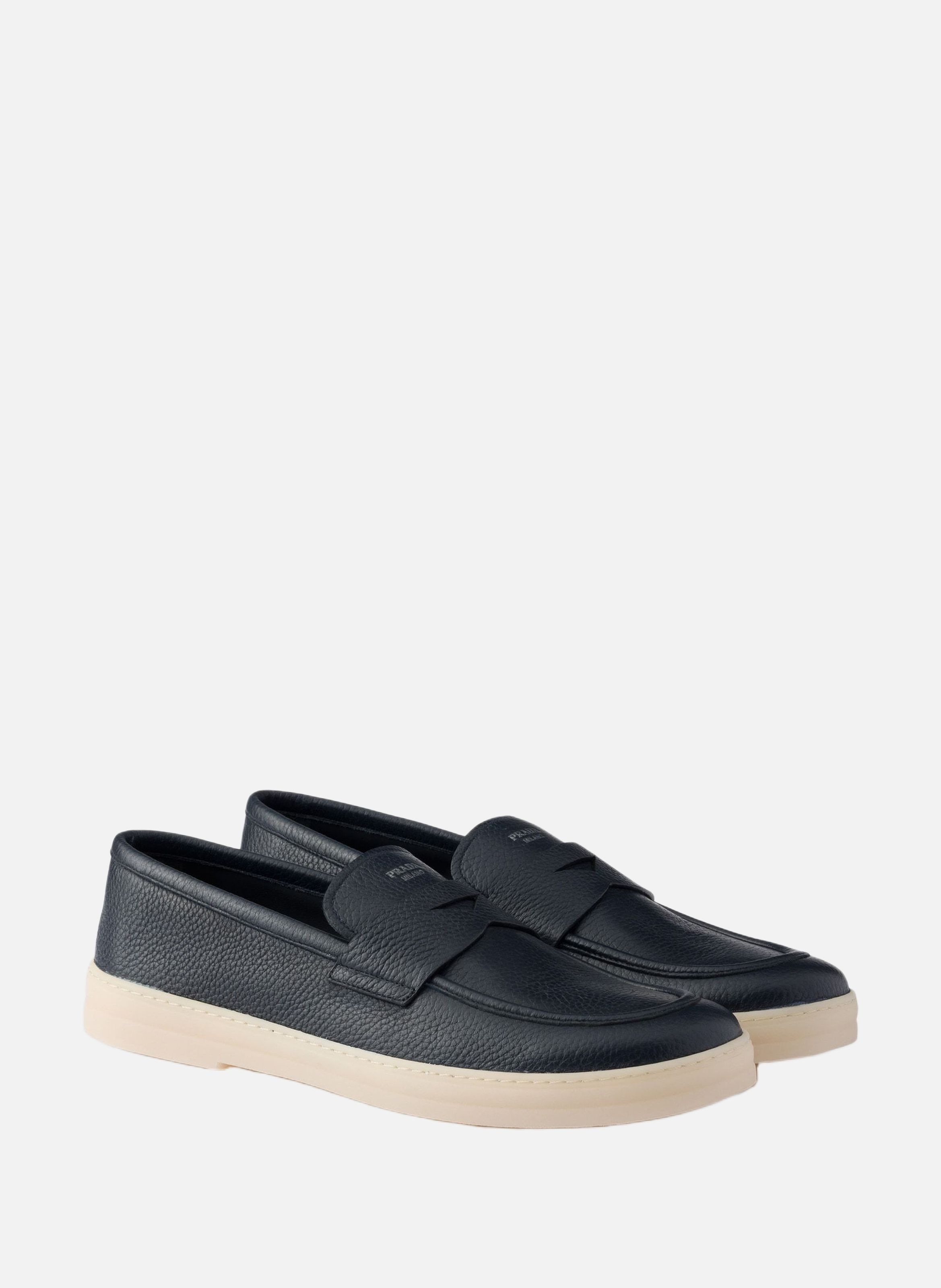 Mocassins en cuir PRADA Bleu