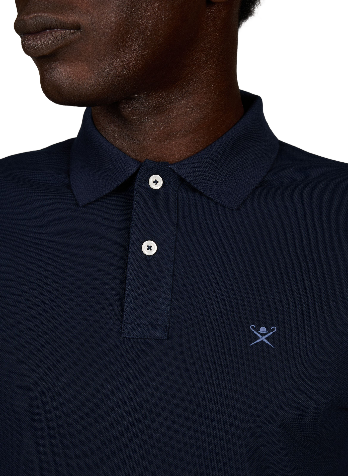 Polo droit à logo brodé en coton HACKETT Bleu