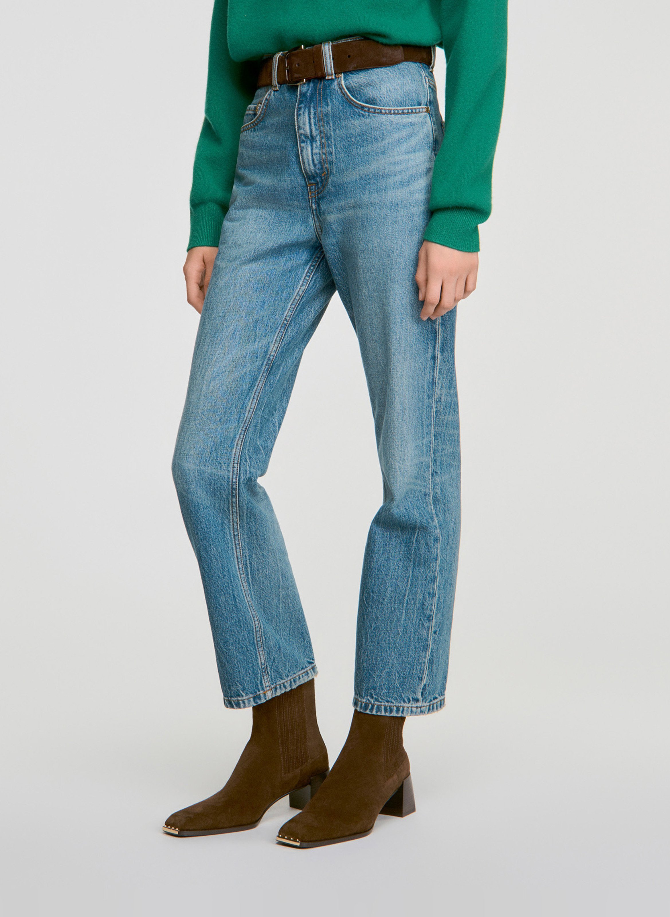 Bottines en cuir suédé SANDRO Marron