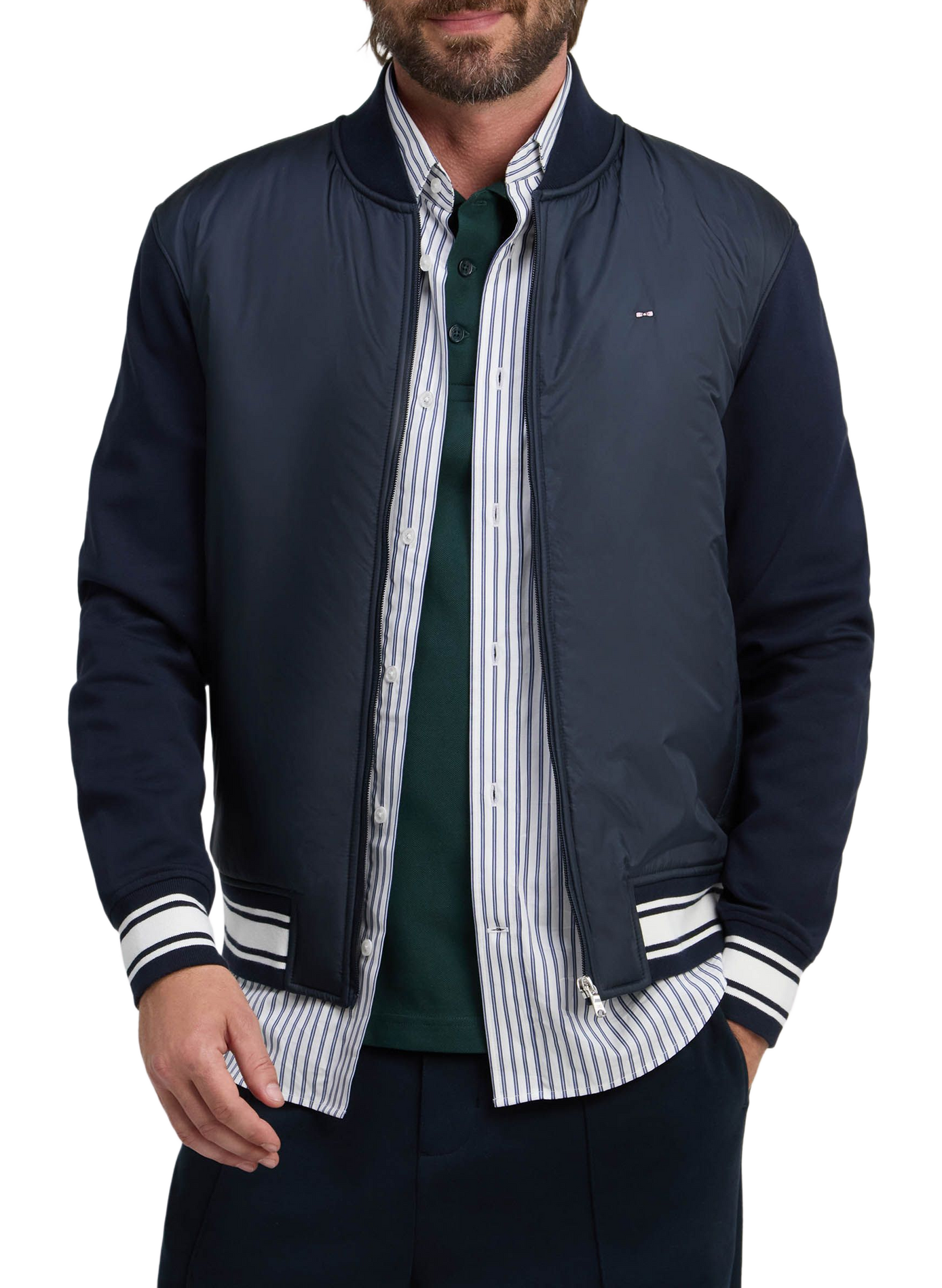 Veste col teddy en coton mélangé EDEN PARK Blauw