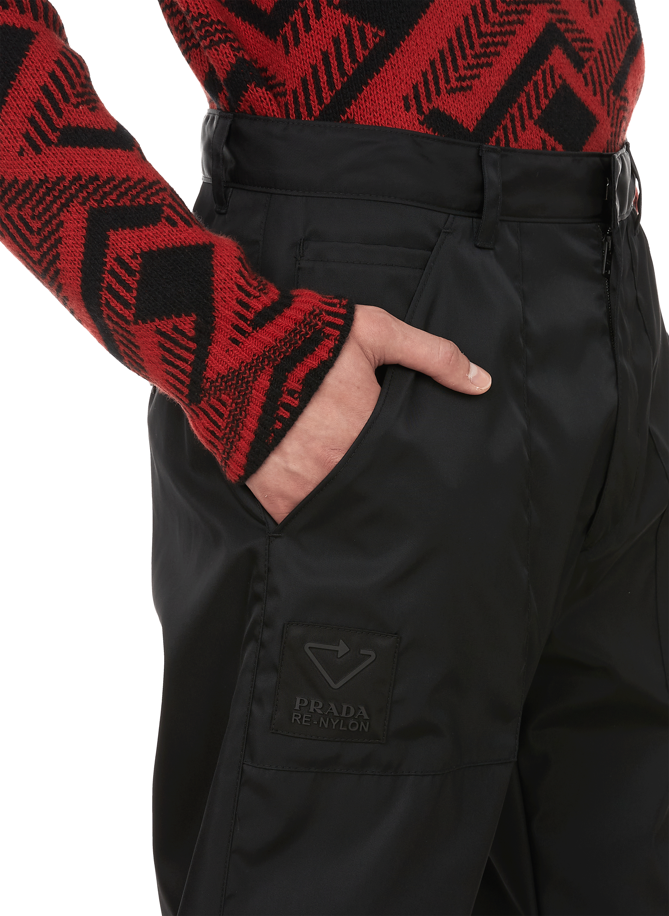 Re-Nylon gabardine trousers PRADA Black