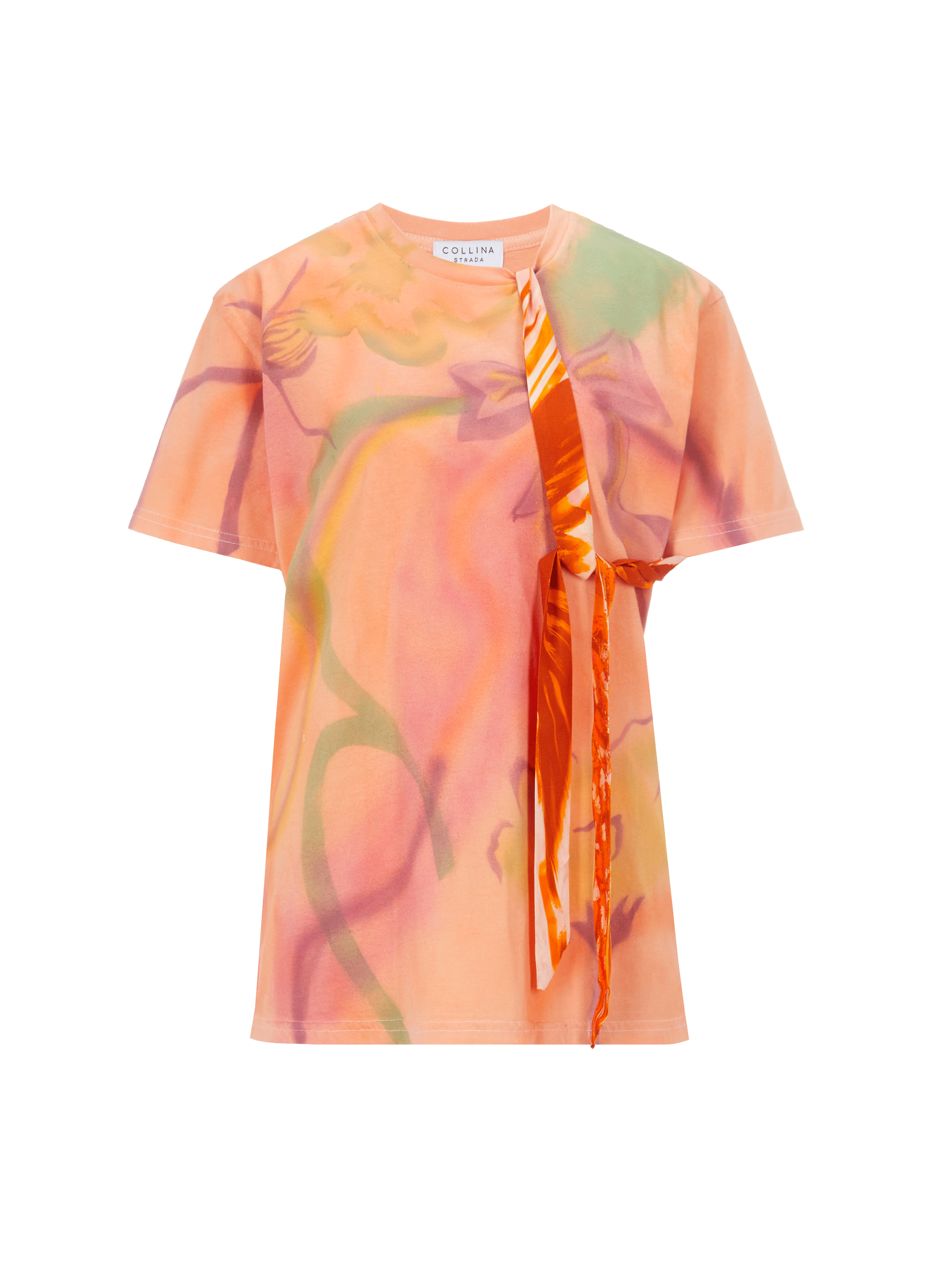 COLLINA STRADA T-shirt imprimé avec noeud en coton organique Orange