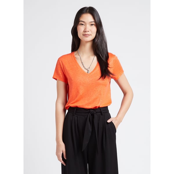 Tee shirt col v en lin