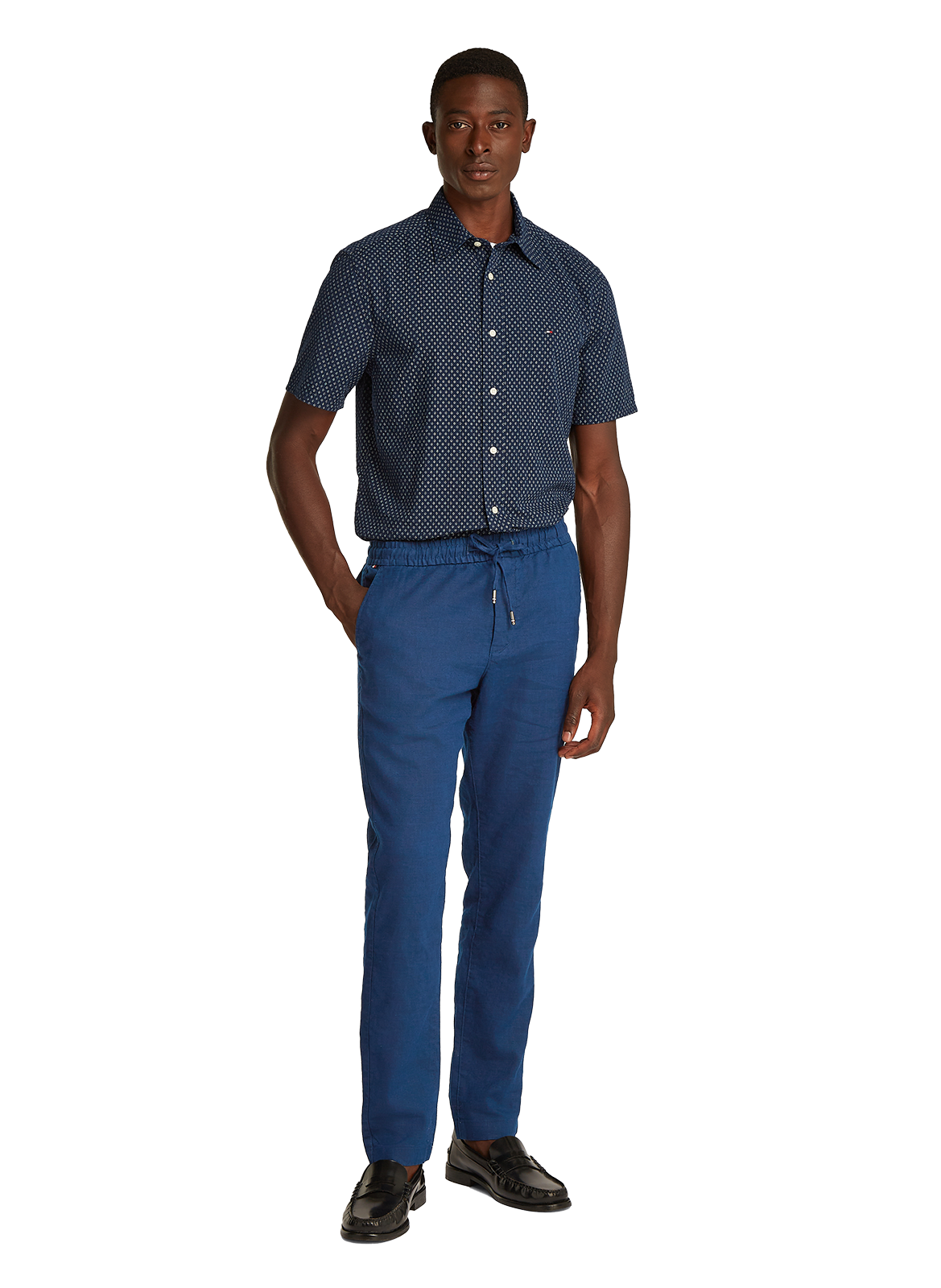 Pantalon en lin mélangé Bleu