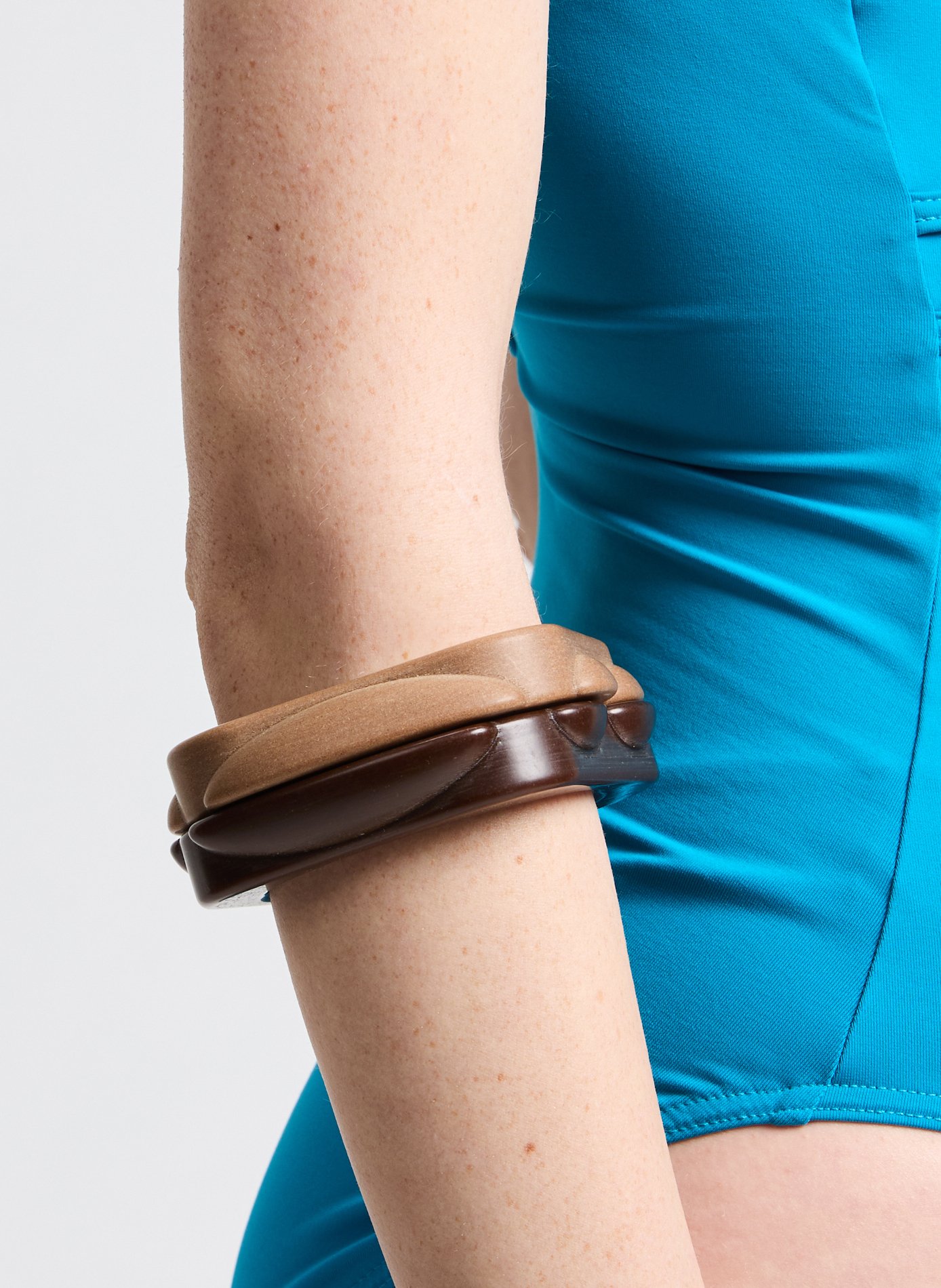 2 bracelets bangle compromiso Cafe Olivia LA MANSO Marron