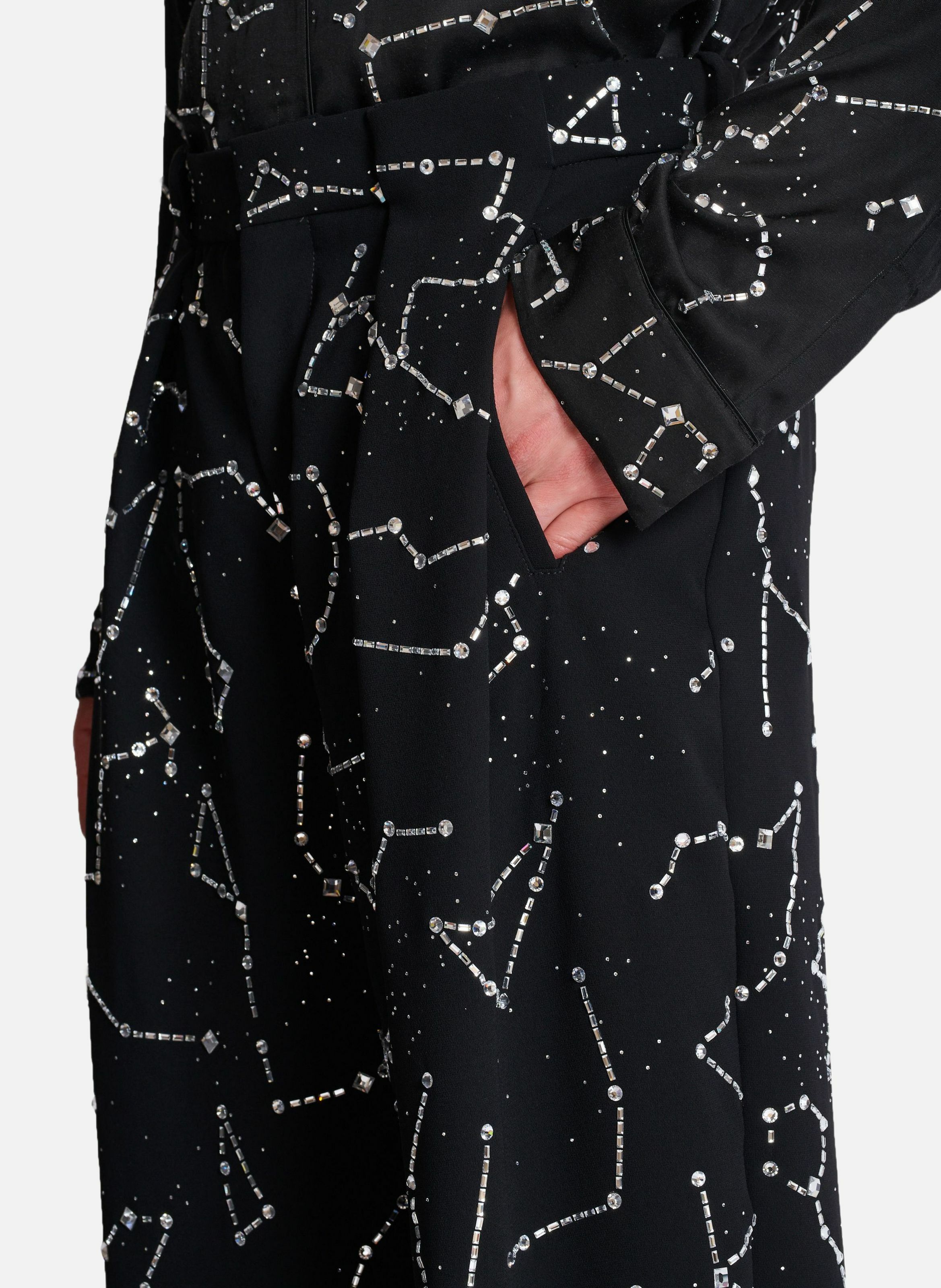 Pantalon en crêpe avec strass motif constellation BALMAIN Argent