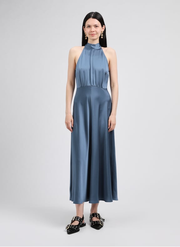 Robe longue évasée Bleu by SAMSOE SAMSOE SAMSOE SAMSOE Robe longue évasée Bleu