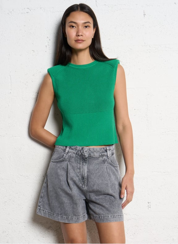 Gilet sans manches en maille esma Vert by BA&SH BA&SH Gilet sans manches en maille esma Vert