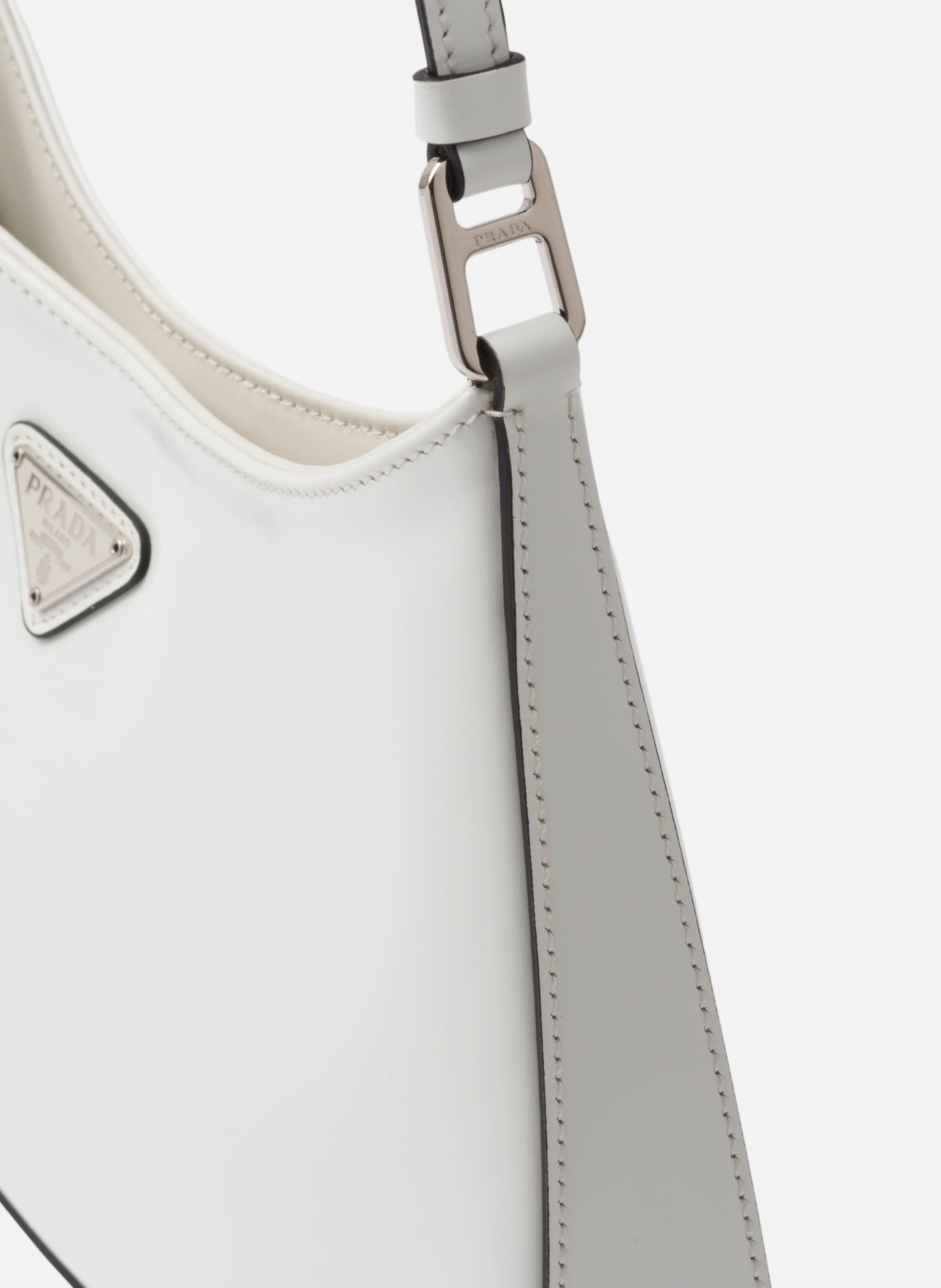 Sac porté épaule prada cleo en cuir brossé PRADA Blanc