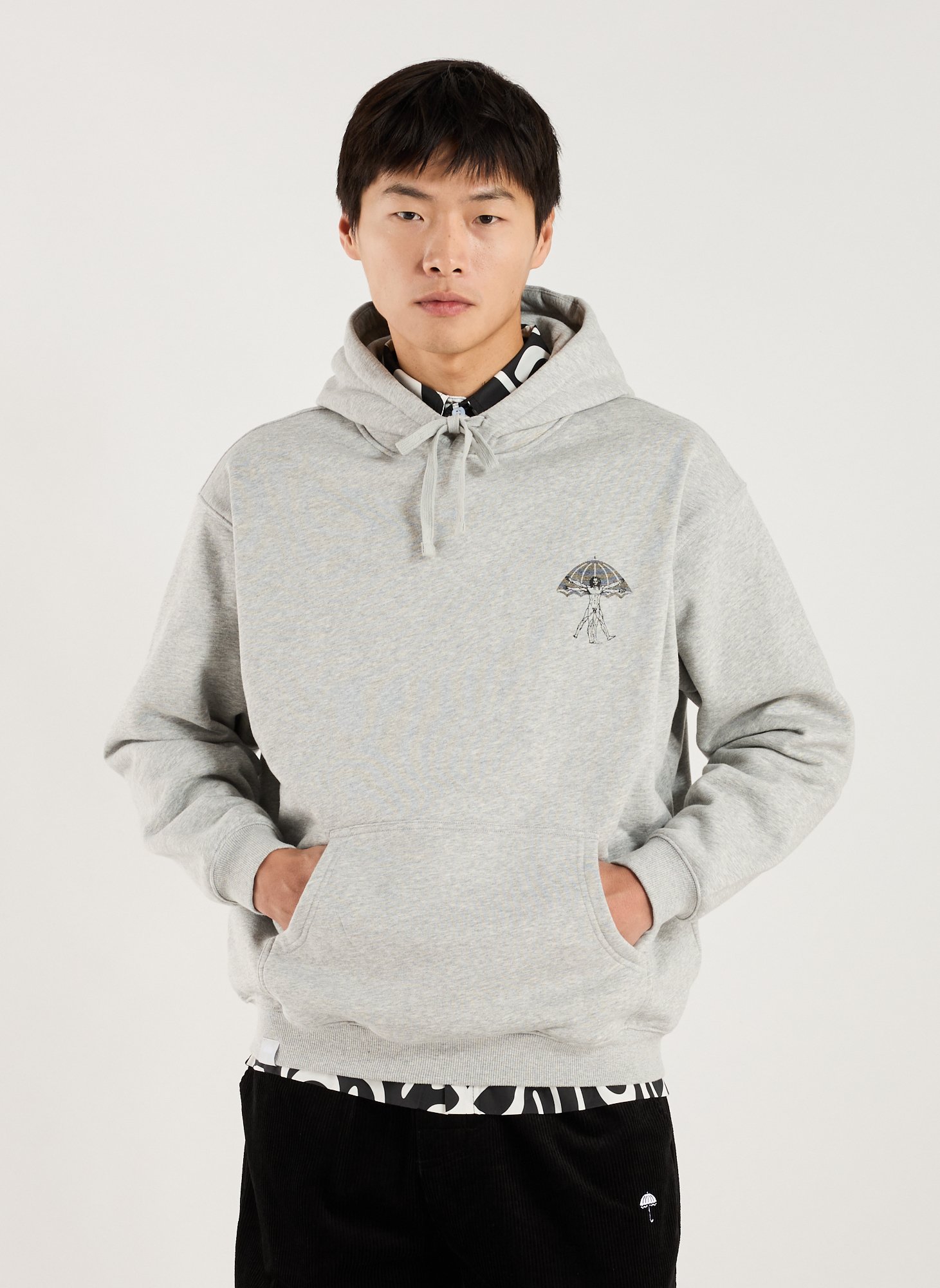 HELAS CAPS Sweat ample à capuche en coton mélangé Gris