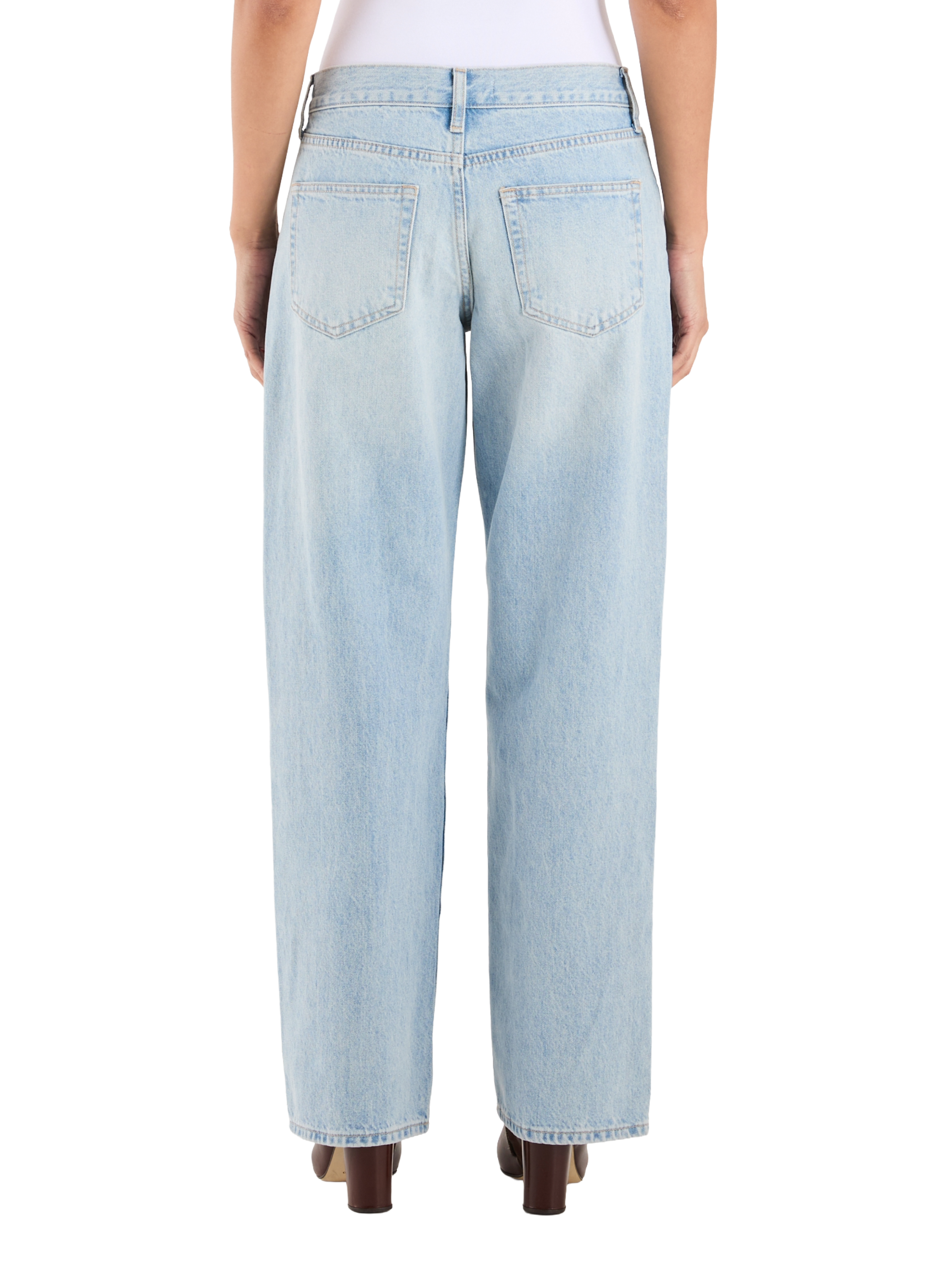 Jean droit en coton TOPSHOP Bleu