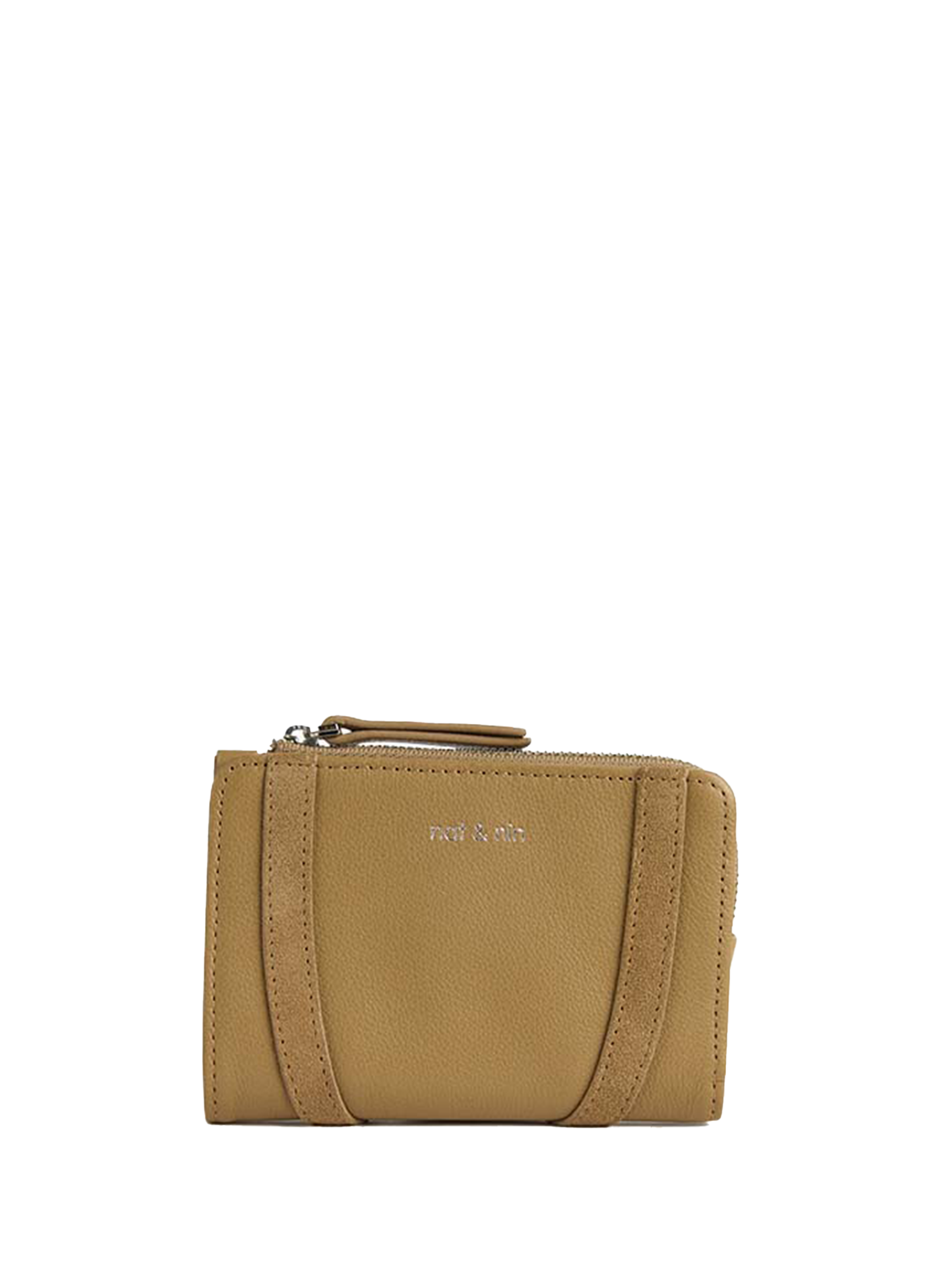 NAT & NIN Compact leather wallet Beige