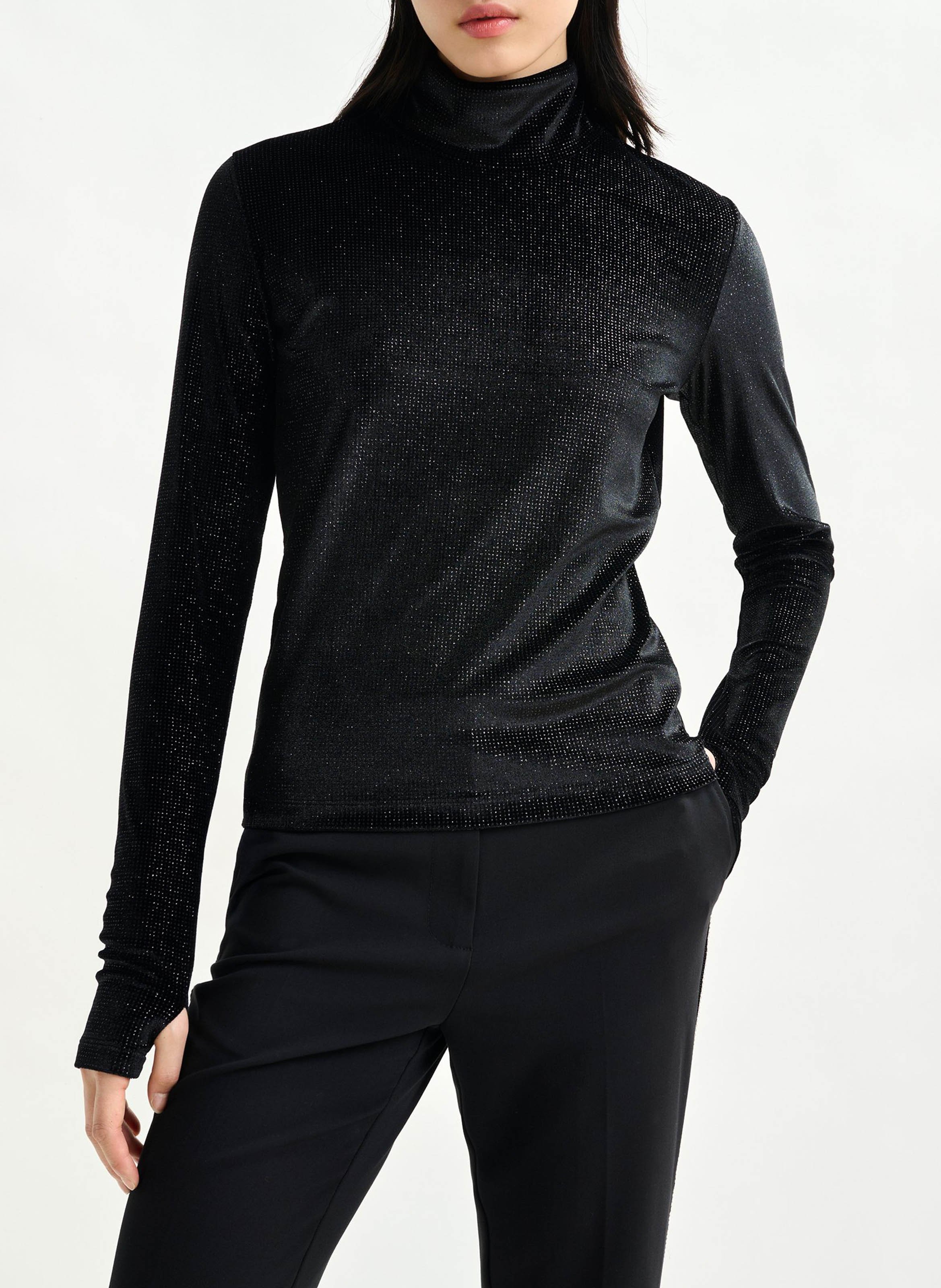 Top col roulé en velours indienne ESSENTIEL ANTWERP Noir