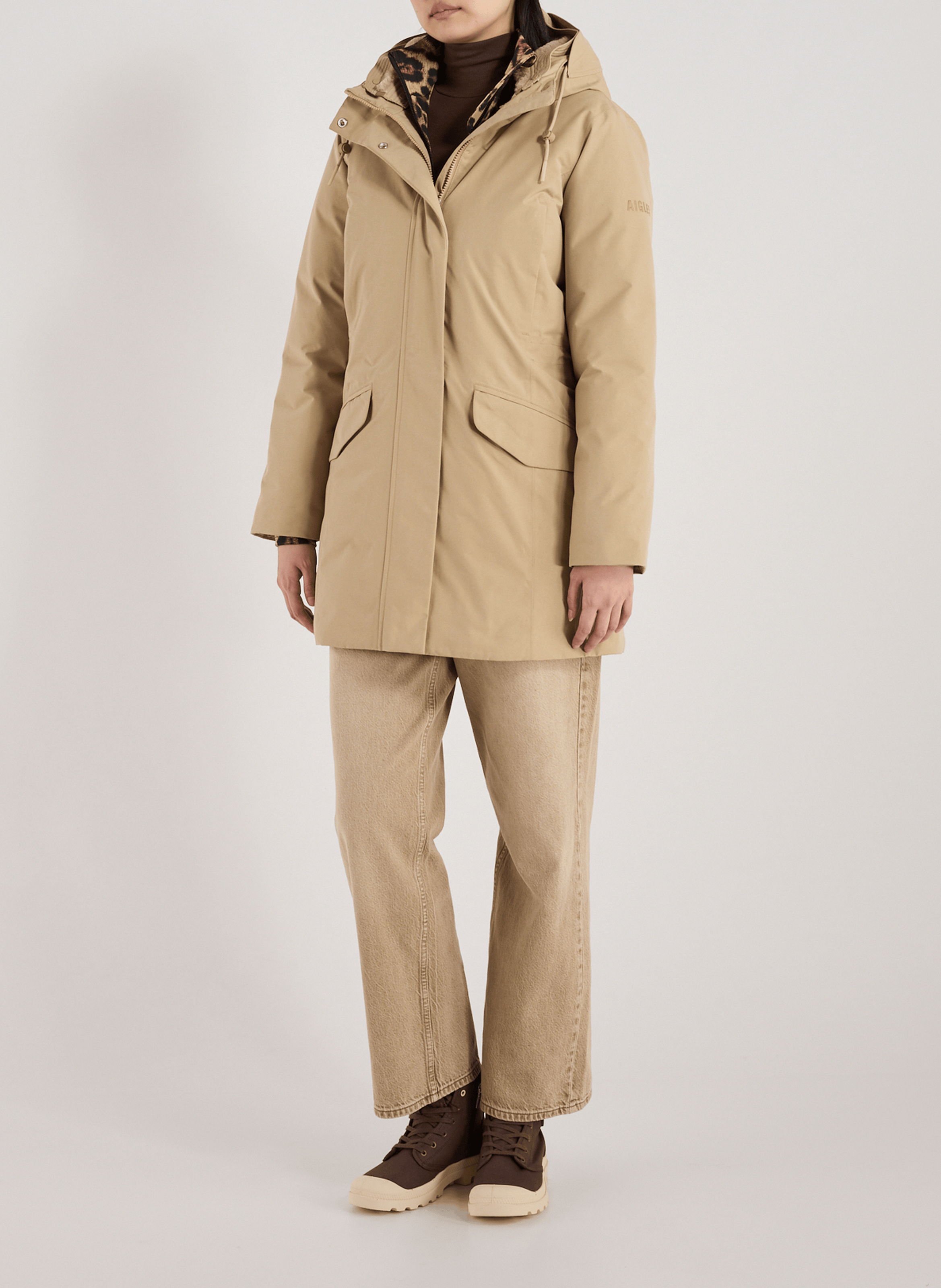 Parka duvet ajustée GORE-TEX AIGLE Beige