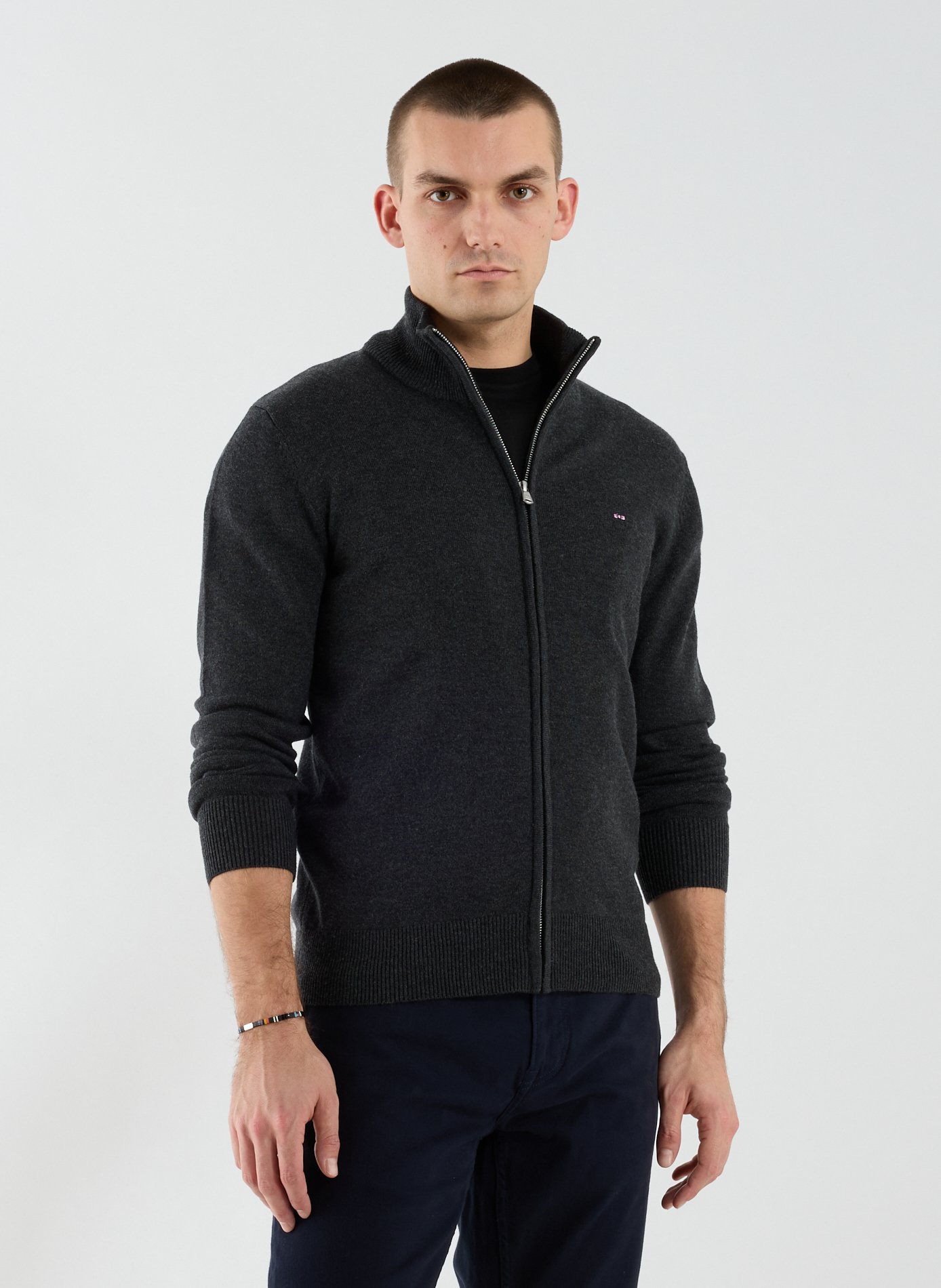 Cotton and wool knitted vest EDEN PARK Grey