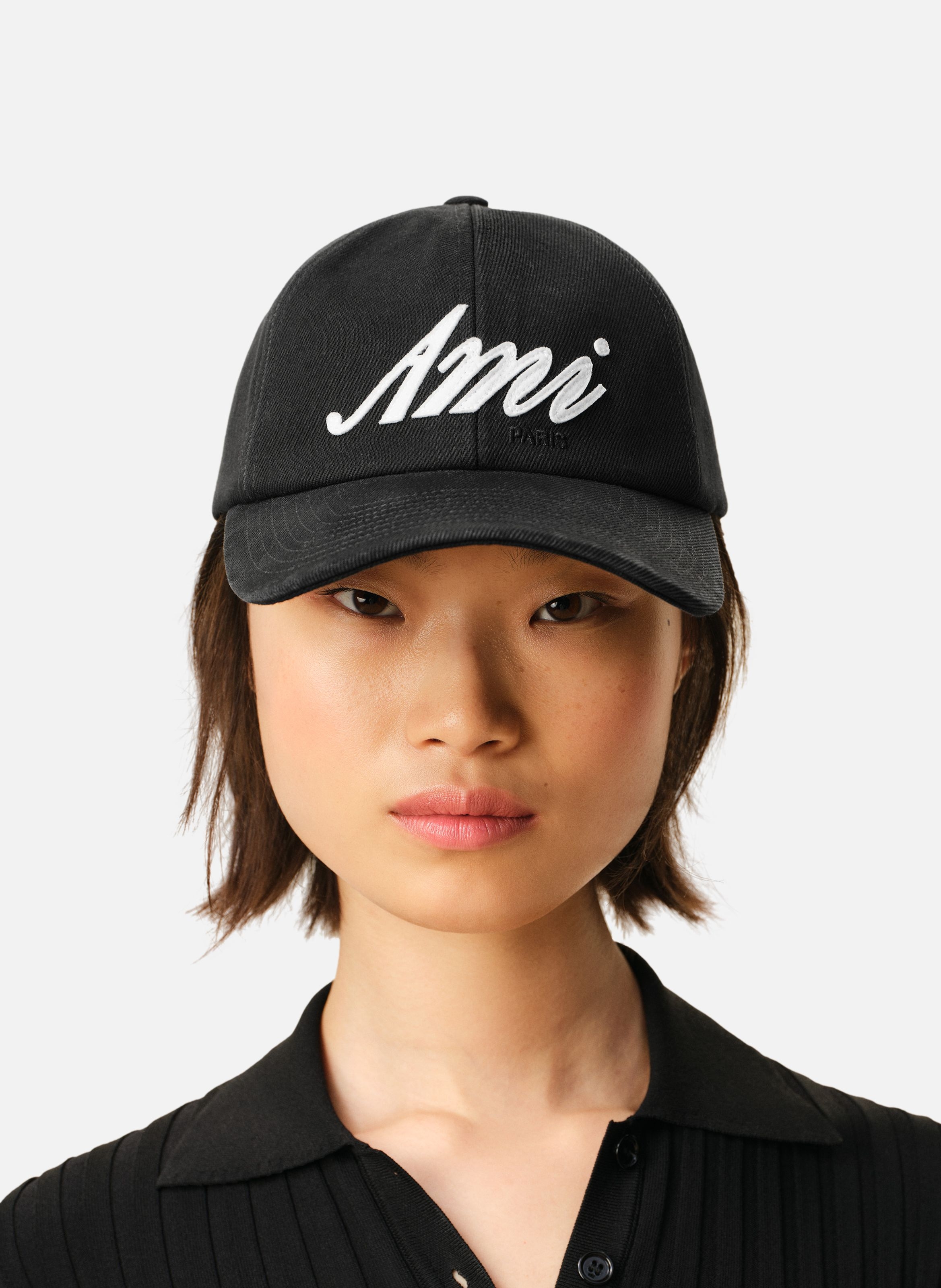 Casquette empiècement feutré ami unisexe en coton AMI PARIS Noir
