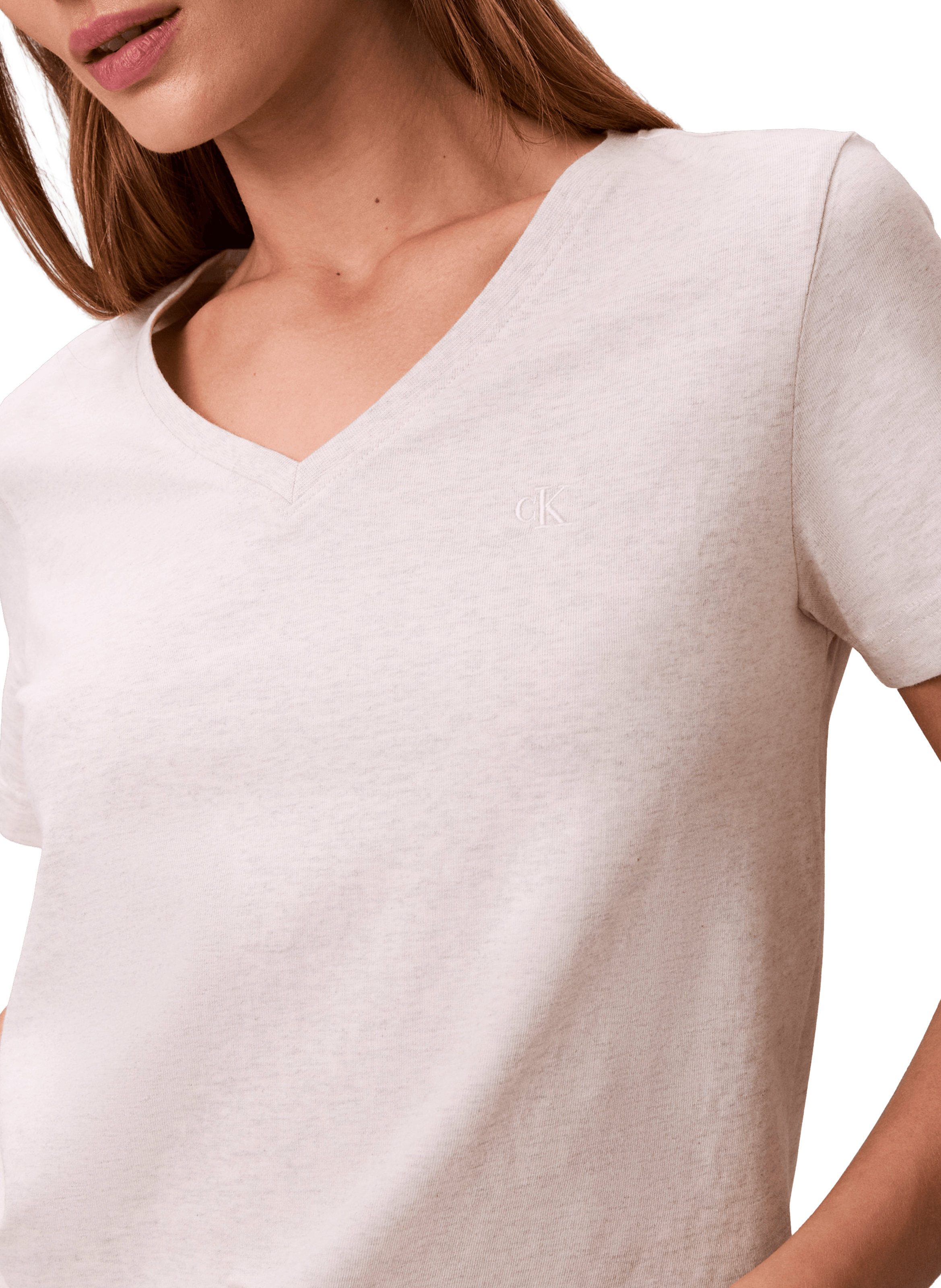 Straight V-neck cotton t-shirt CALVIN KLEIN Grey