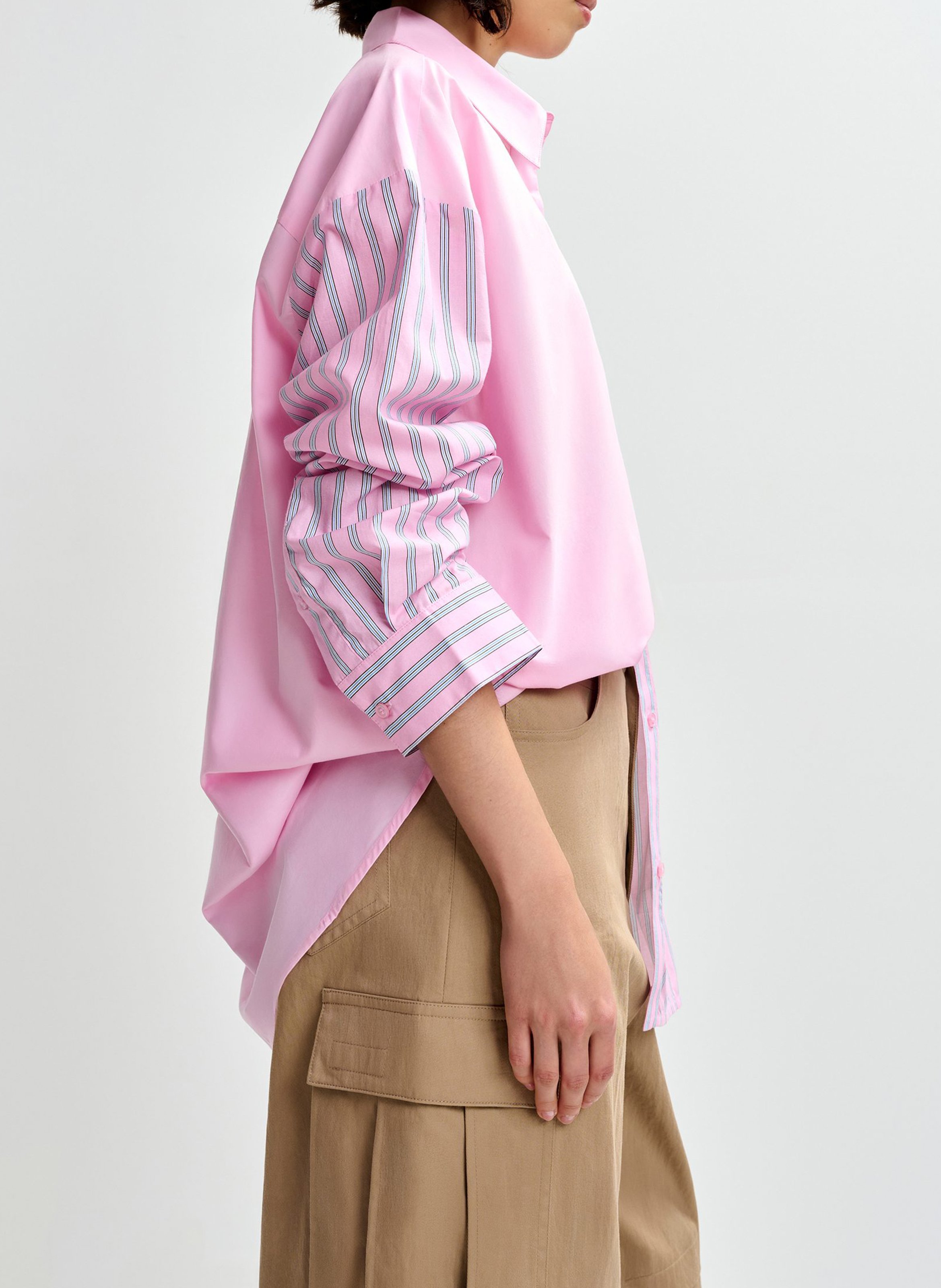 Chemise oversize col classique en coton rayé Jolivia ESSENTIEL ANTWERP Rose