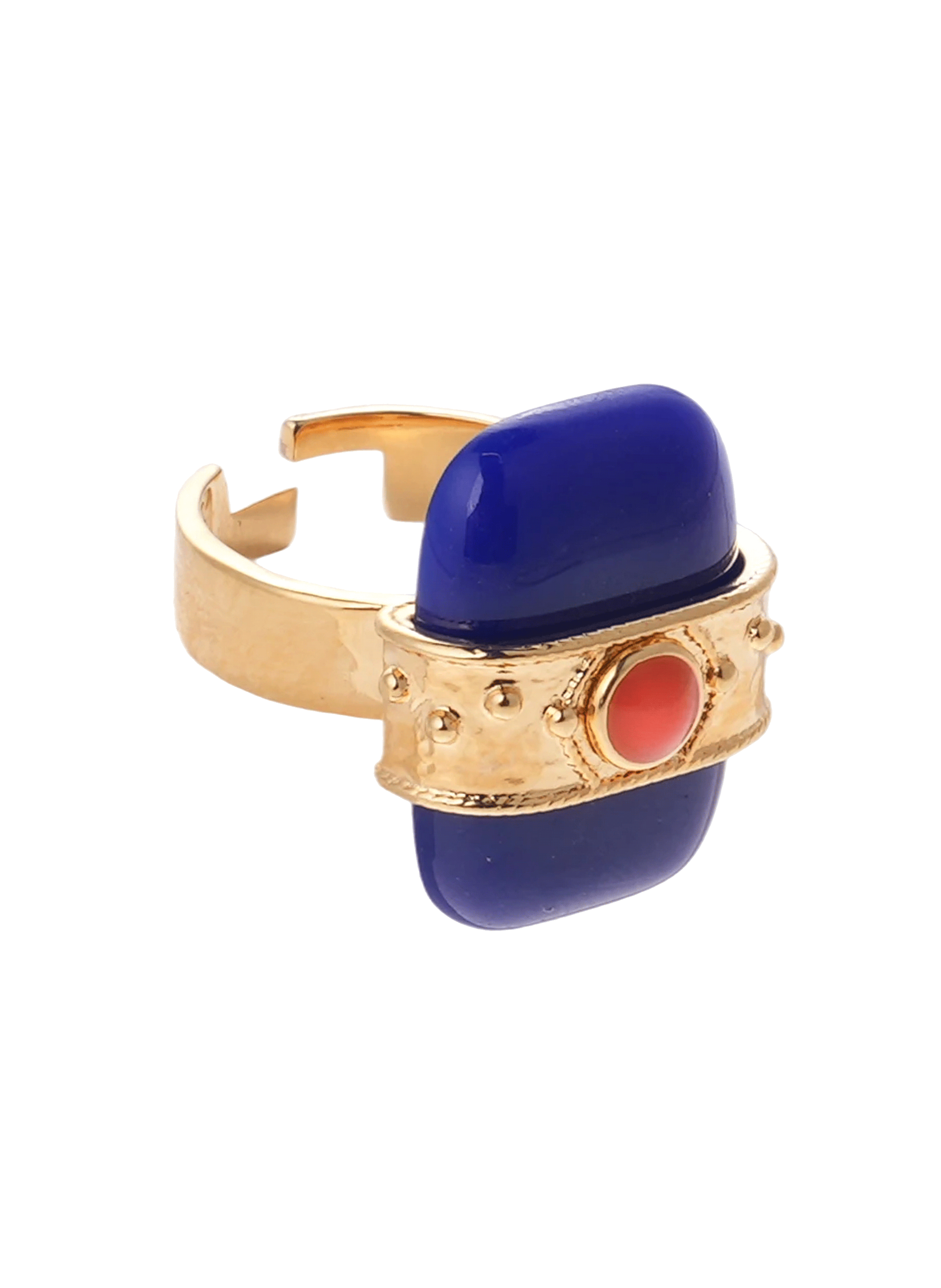 Bague réglable avec cabochon central nepali HIPANEMA Bleu