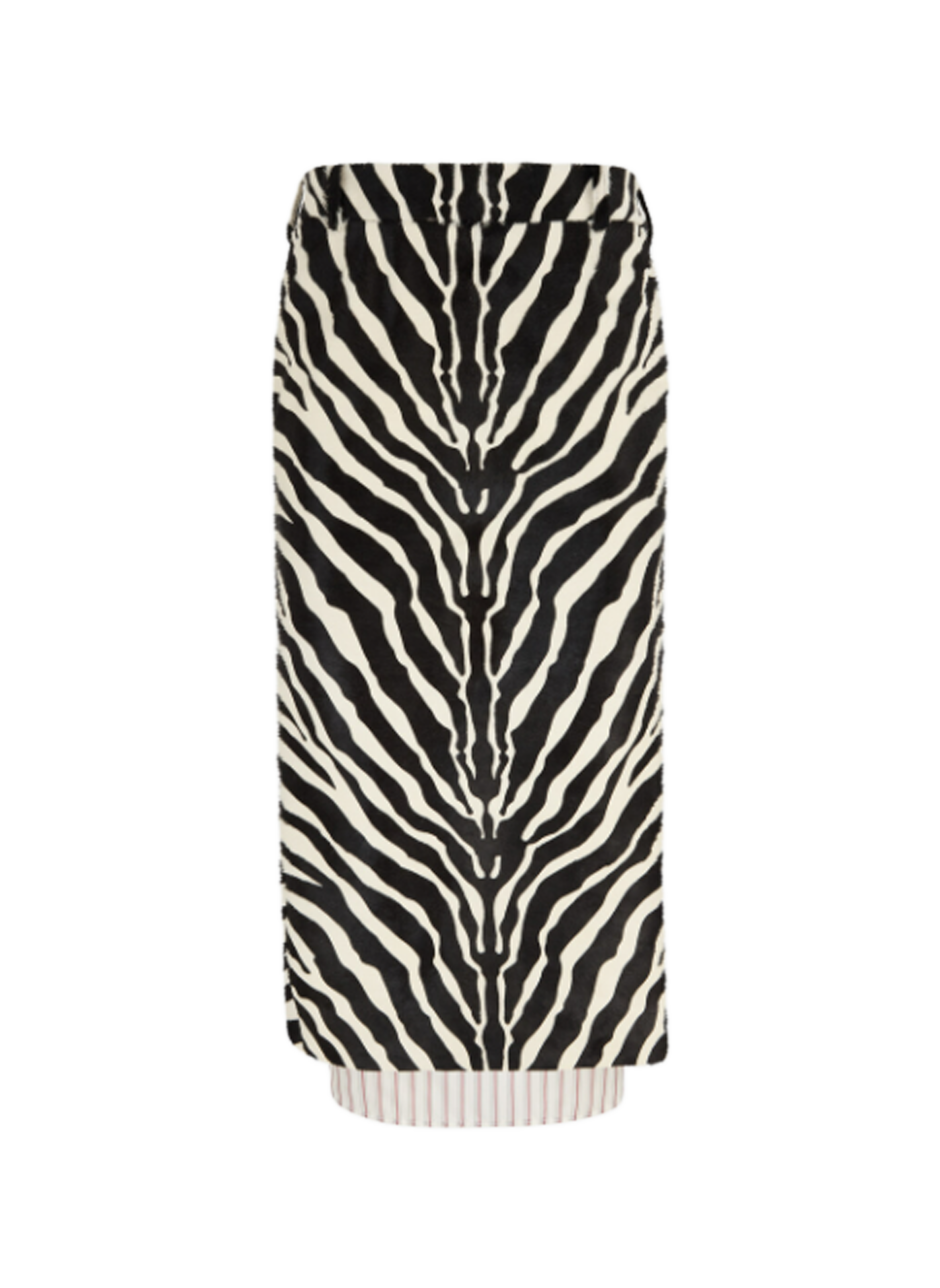 Jupe midi imprimée zèbre en cuir de veau THE ATTICO Noir