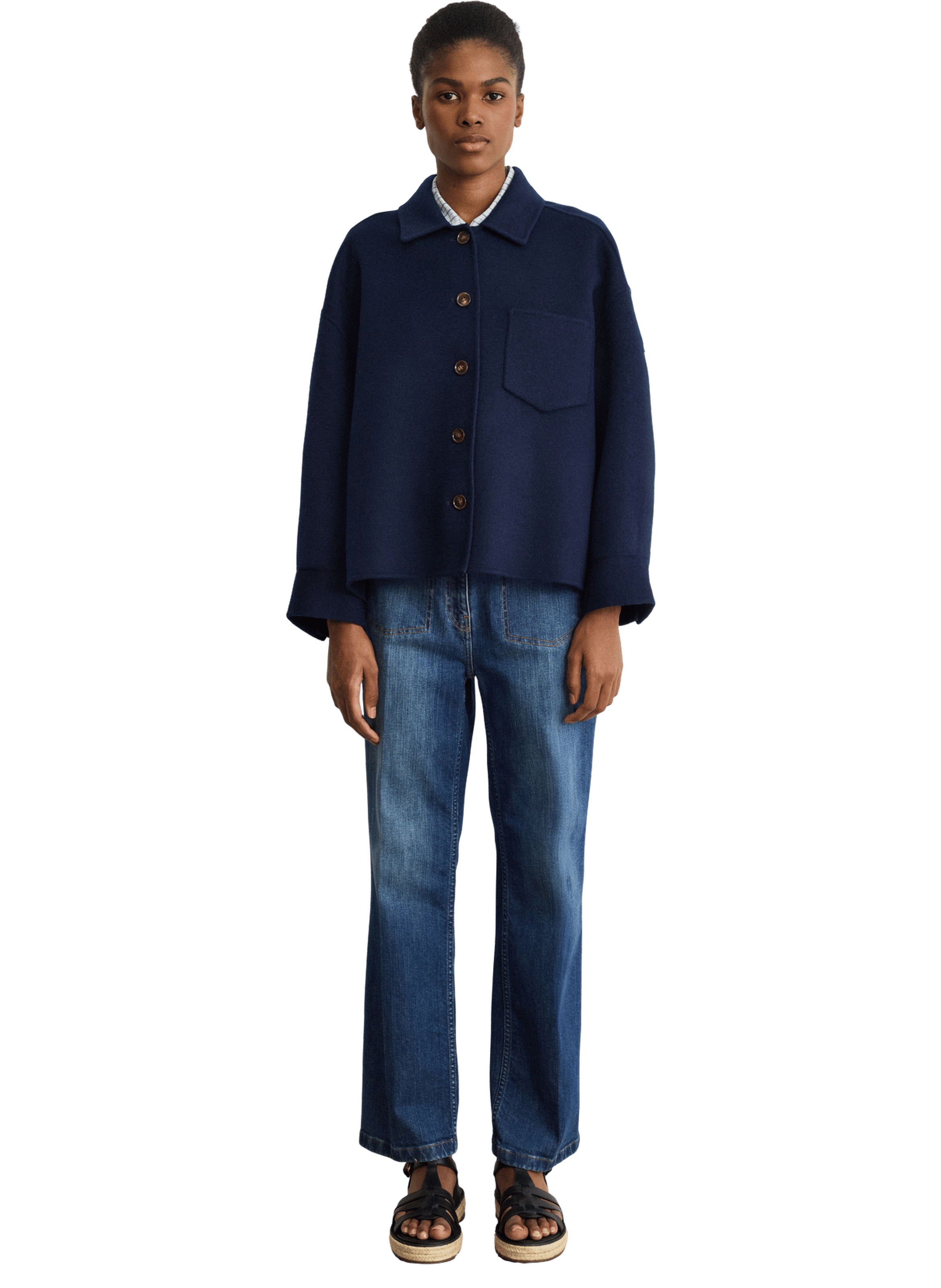 Surchemise en laine double face - dounia PABLO Bleu