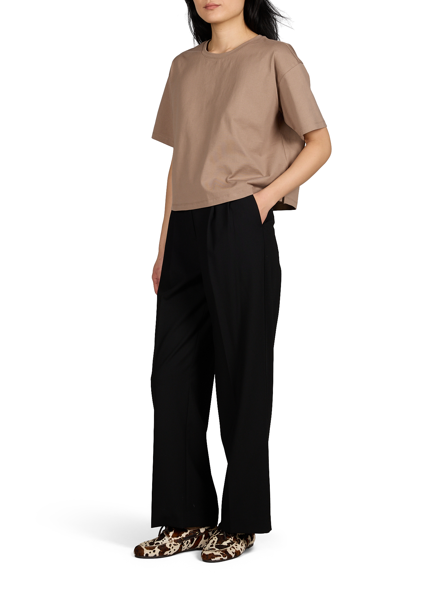 Short-sleeved straight cut cotton Leana T-shirt MSCH Brown