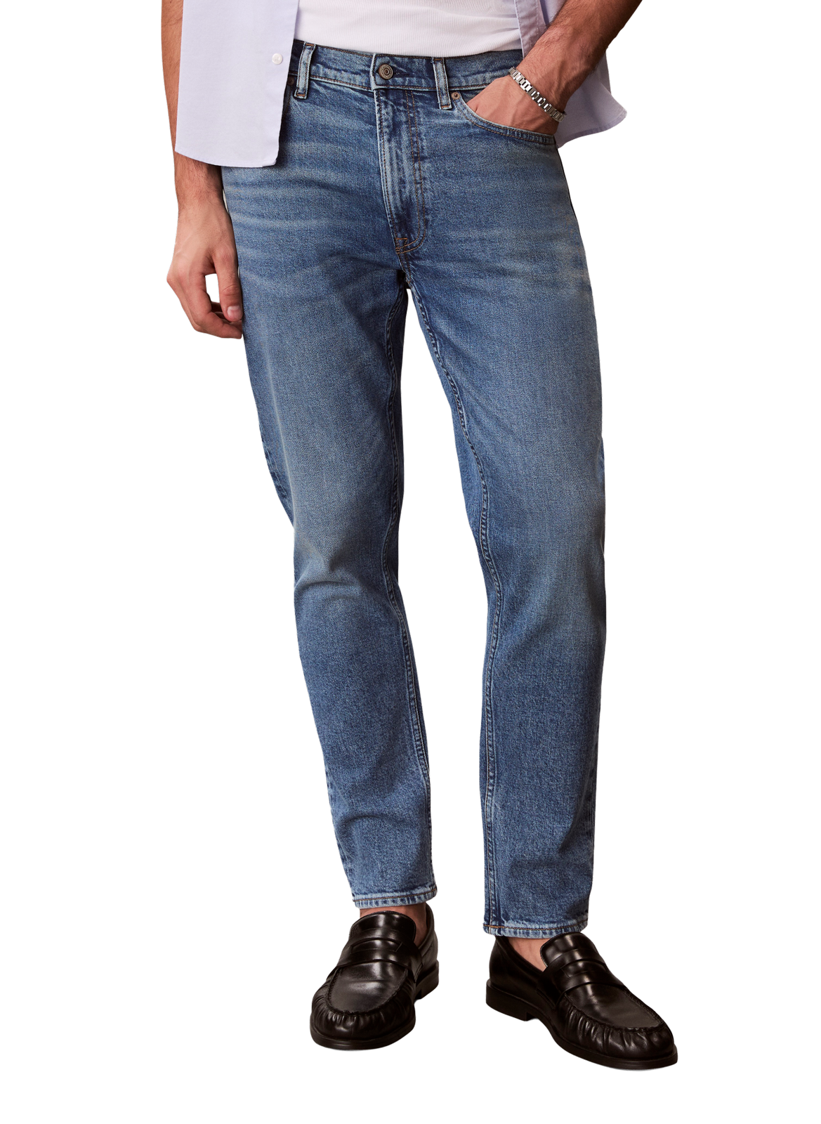 Straight leg tapered jeans in cotton blend CALVIN KLEIN Blue