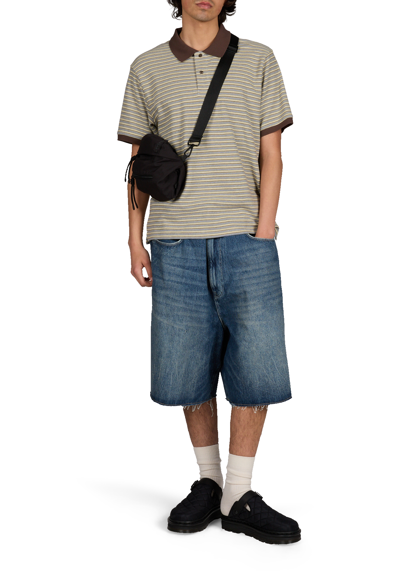 Short-sleeved striped cotton polo CARHARTT WIP Brown