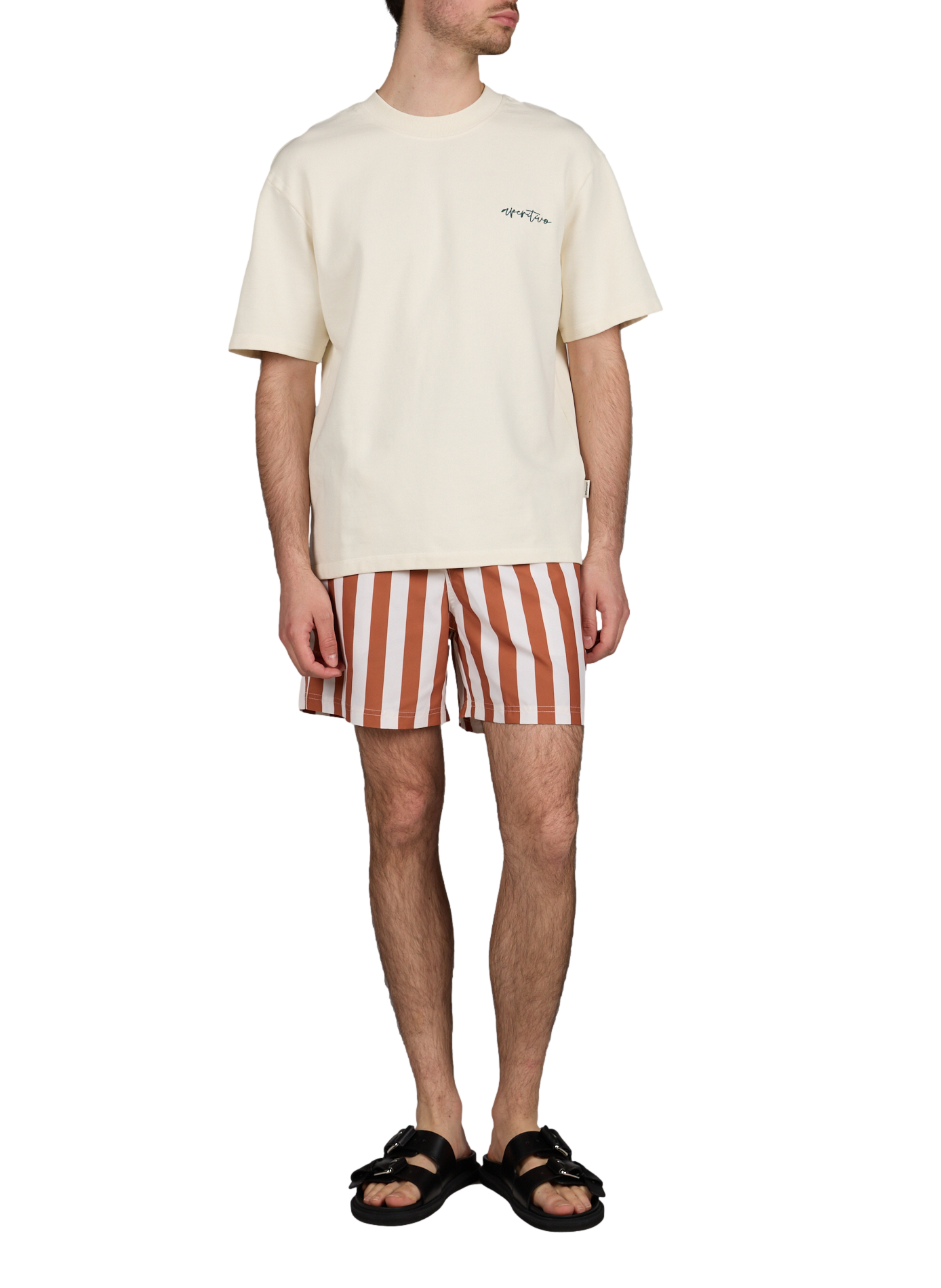 Short de bain à rayures FAGUO Beige