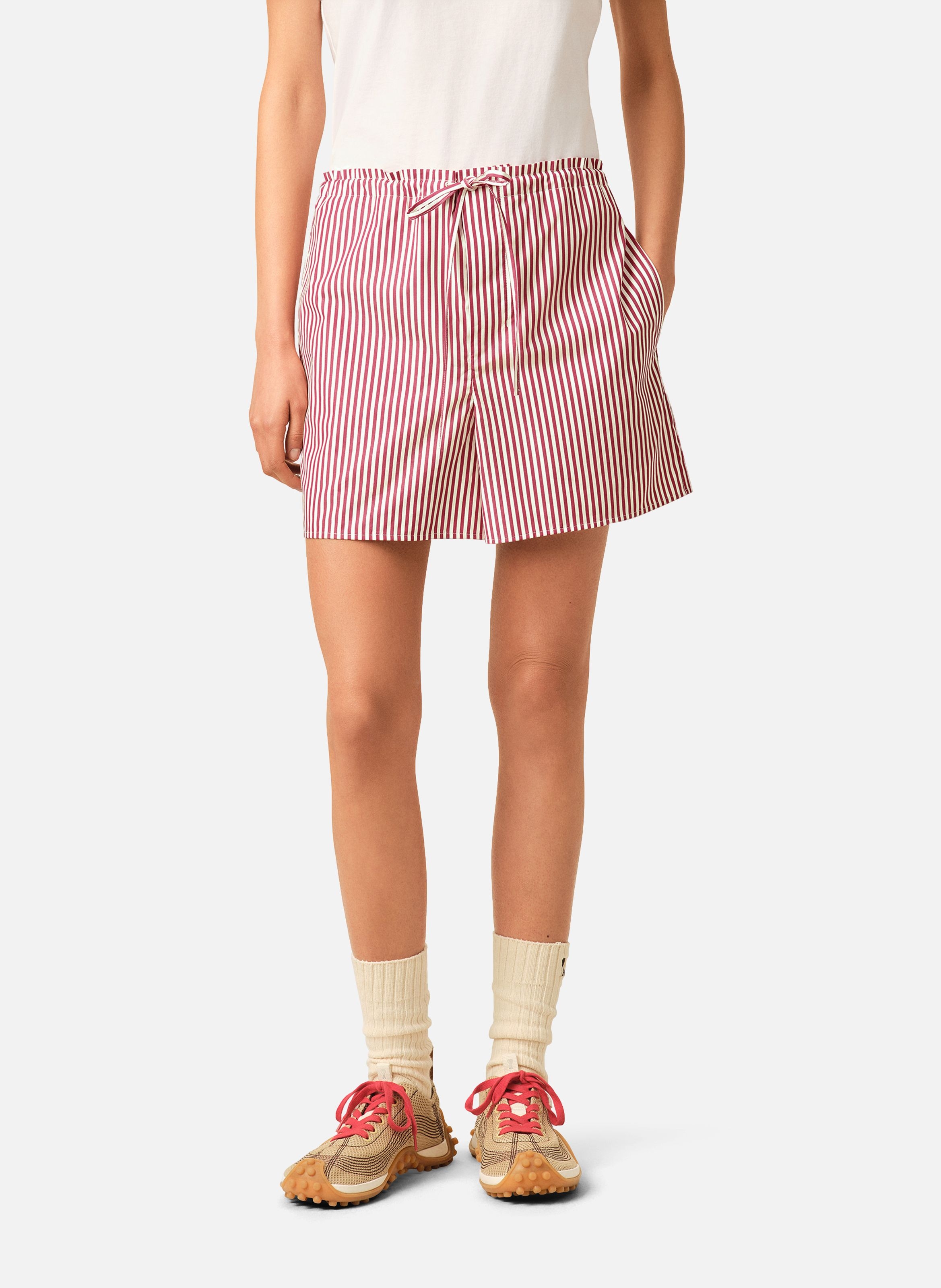 Short à rayures ami de coeur flèche unisexe en coton AMI PARIS Blanc