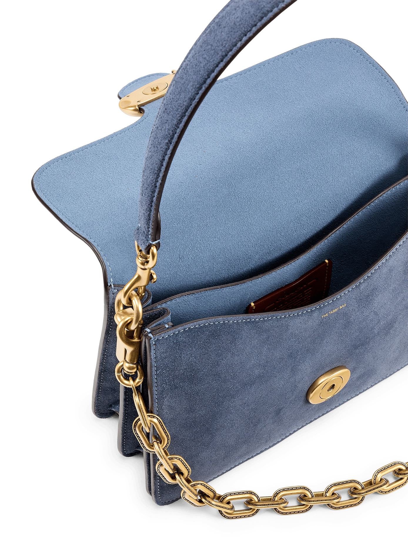 Sac épaule avec chaîne Tabby en cuir daim COACH Bleu