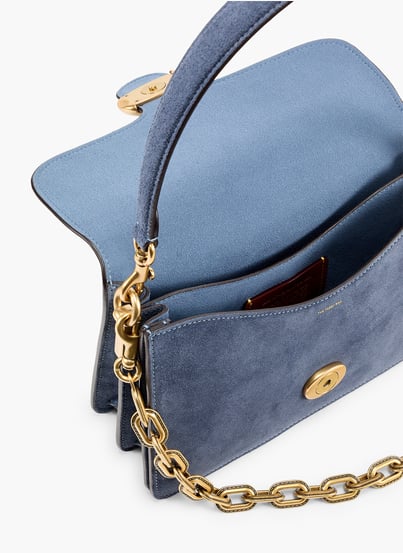 Sac épaule avec chaîne Tabby en cuir daim