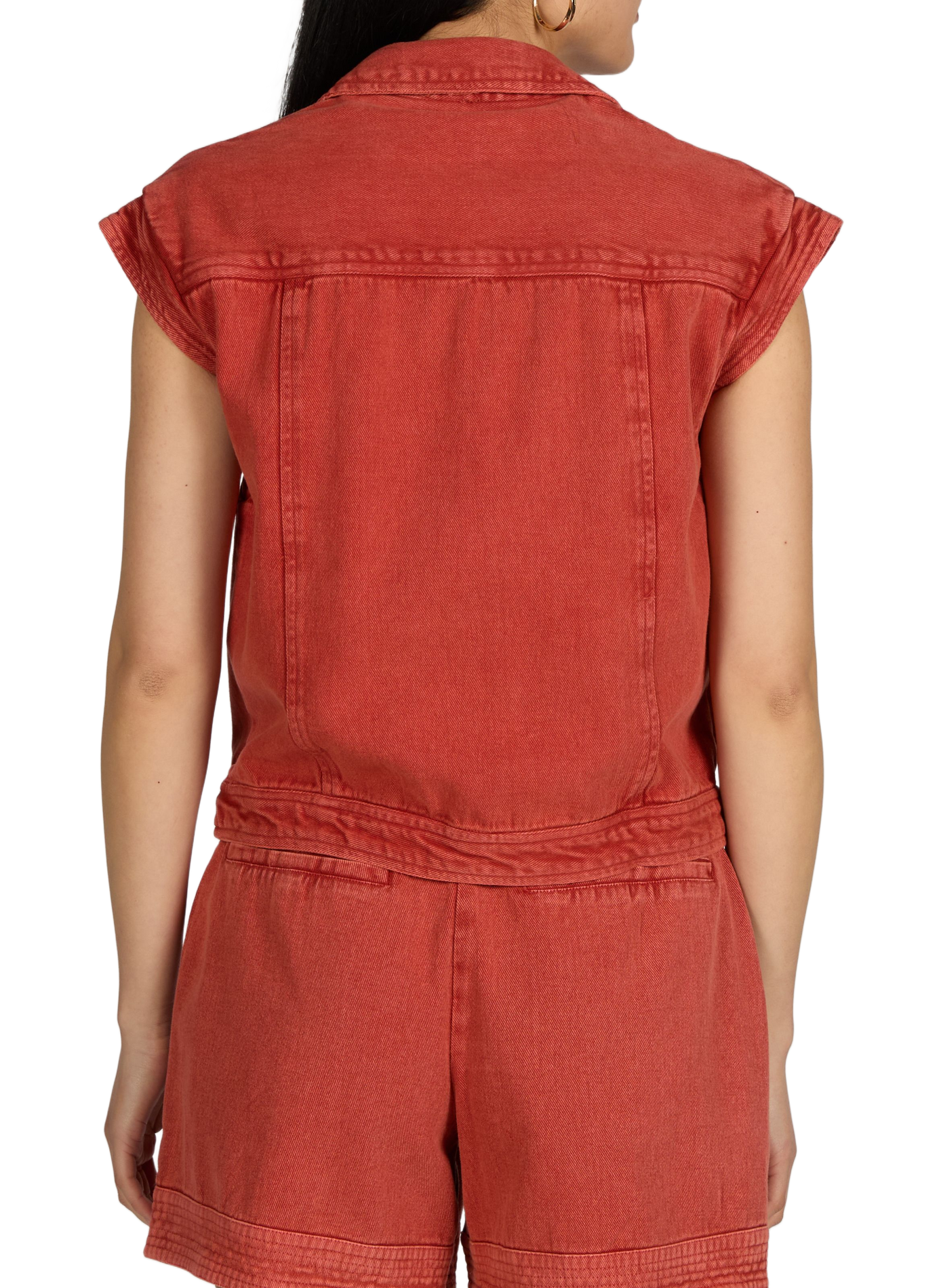Sleeveless denim cotton jacket VILA Red