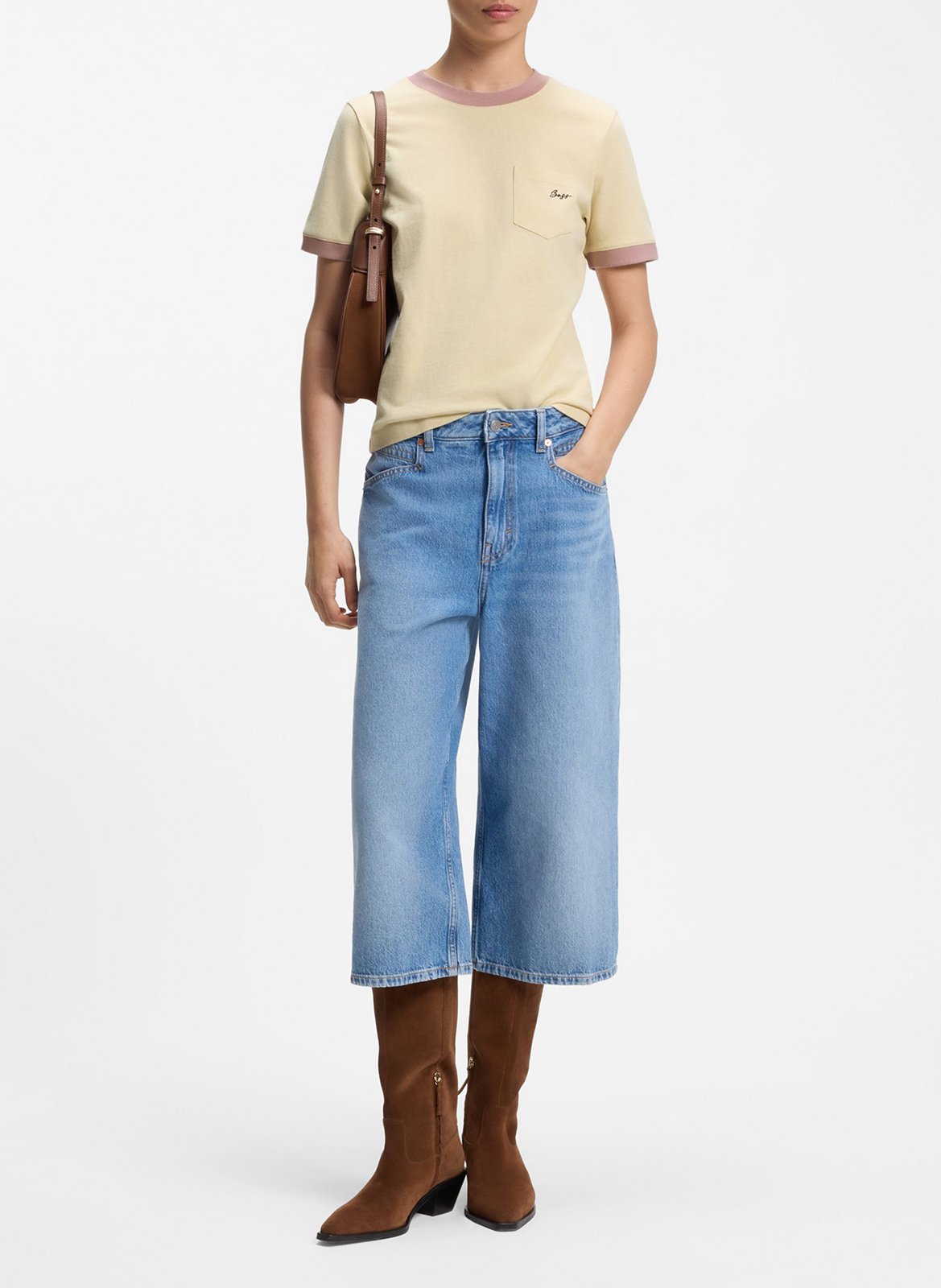 Tee-shirt col rond en coton BOSS Jaune