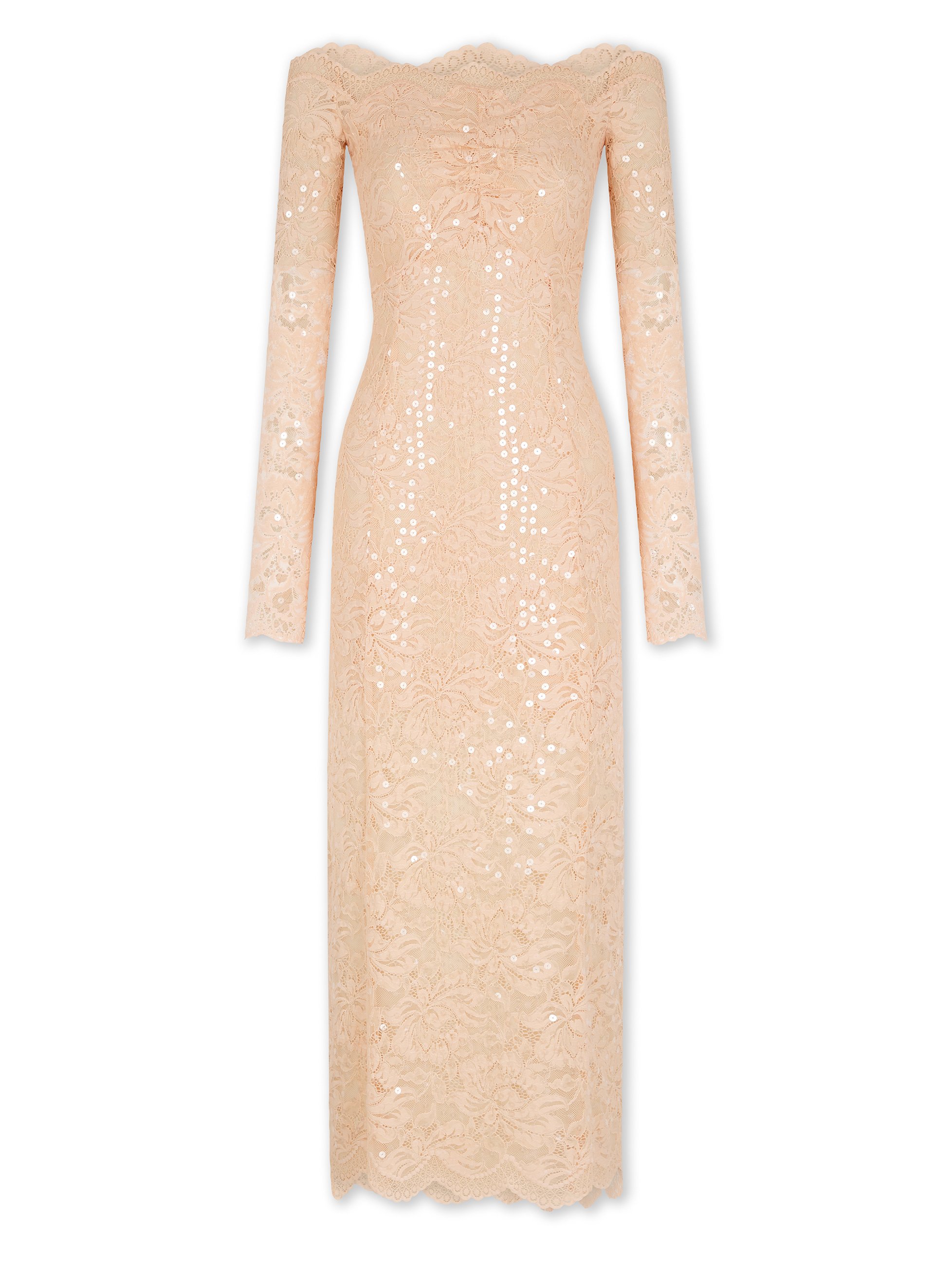 Robe midi en dentelle brodée RABANNE Rose