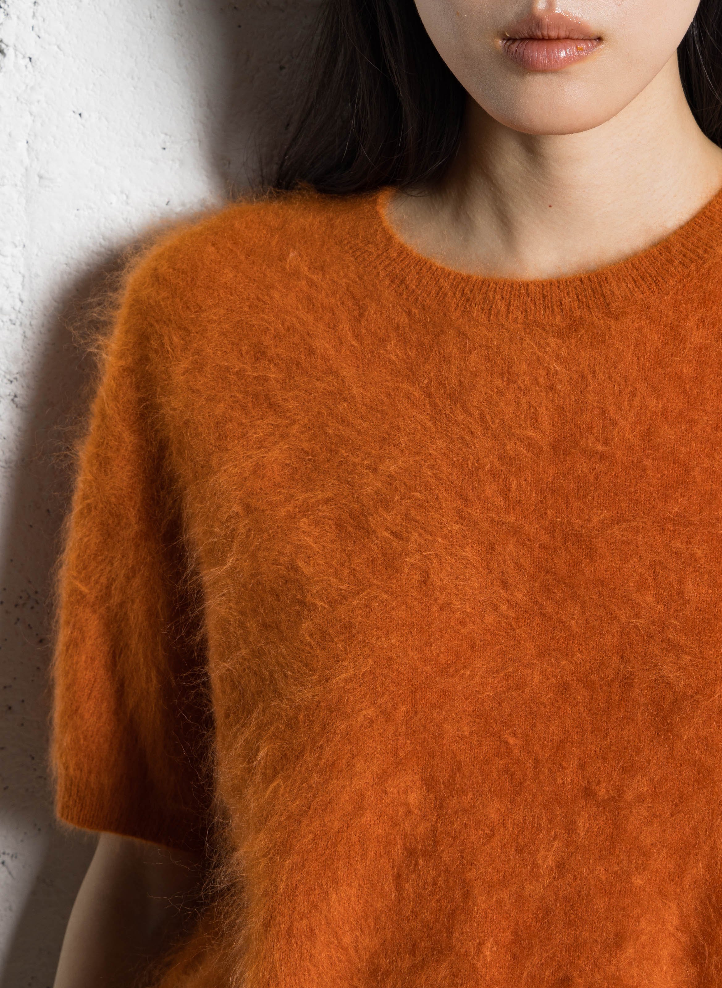 Pull droit col rond en cachemire IKKS Orange