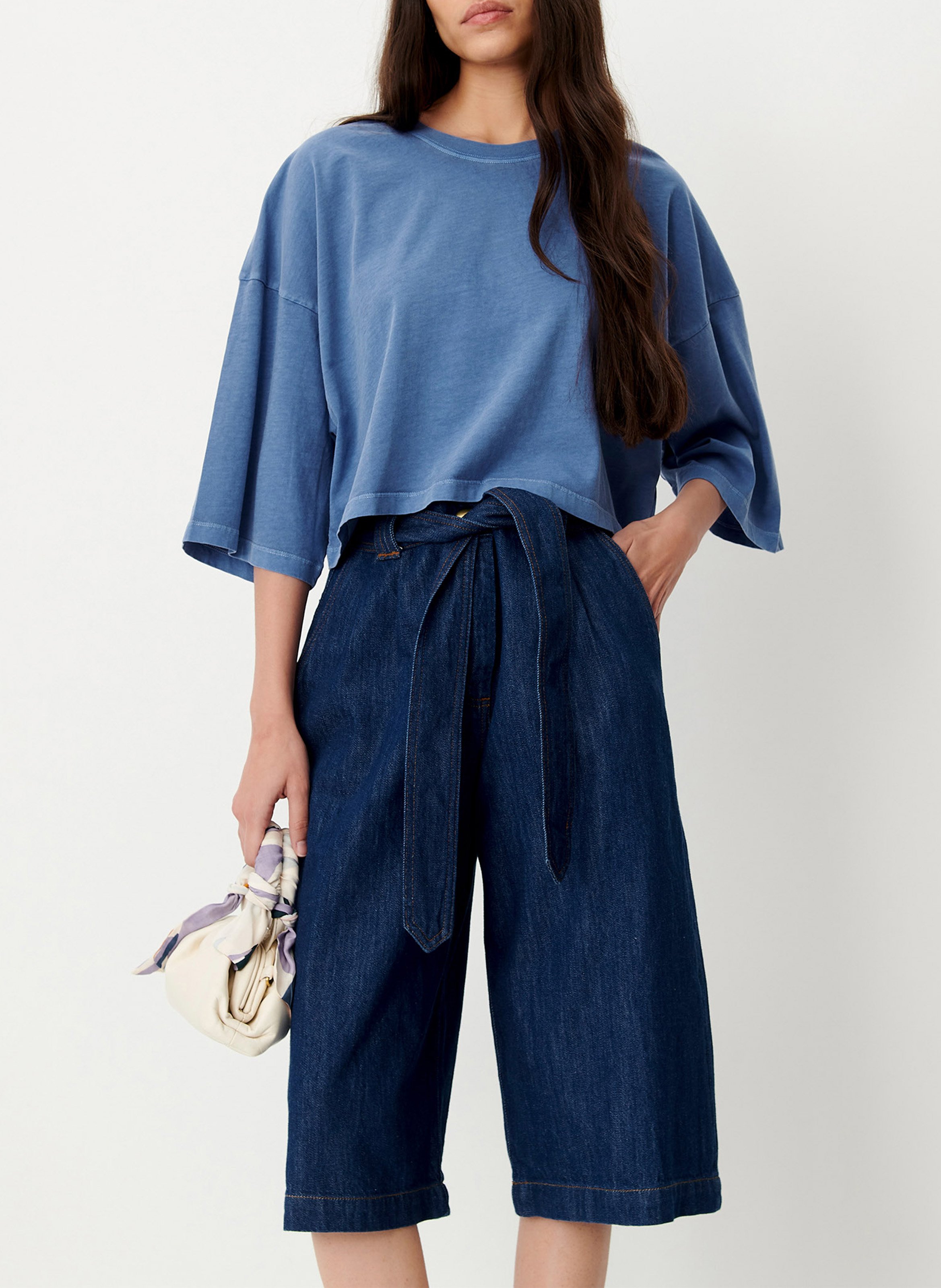 Tee-shirt oversize col rond en coton dario SESSUN Bleu