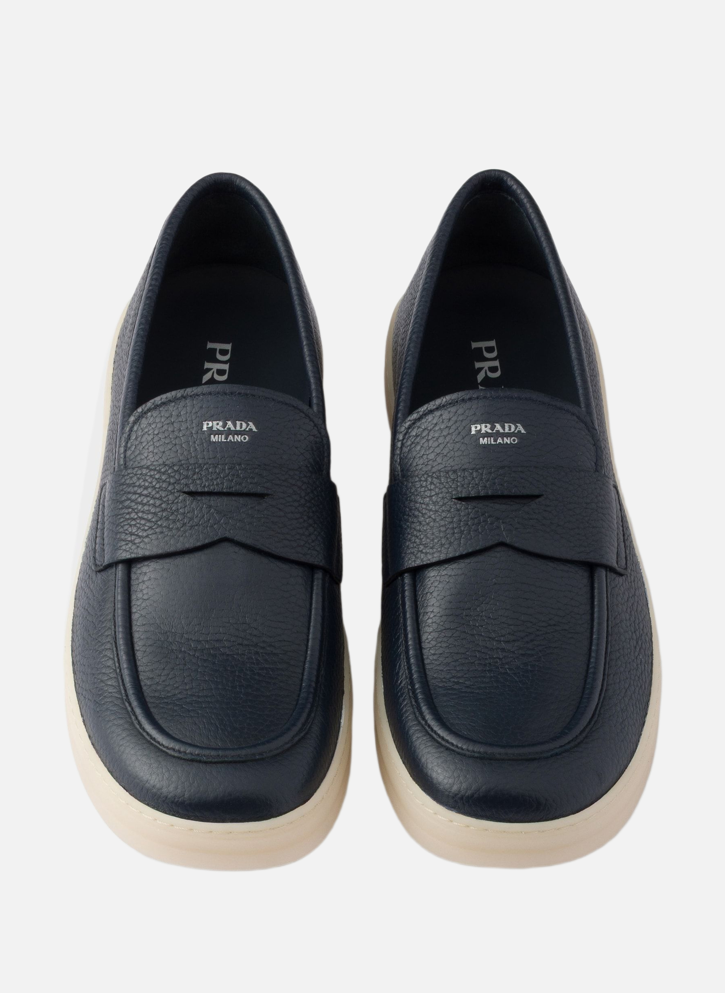 Mocassins en cuir PRADA Bleu