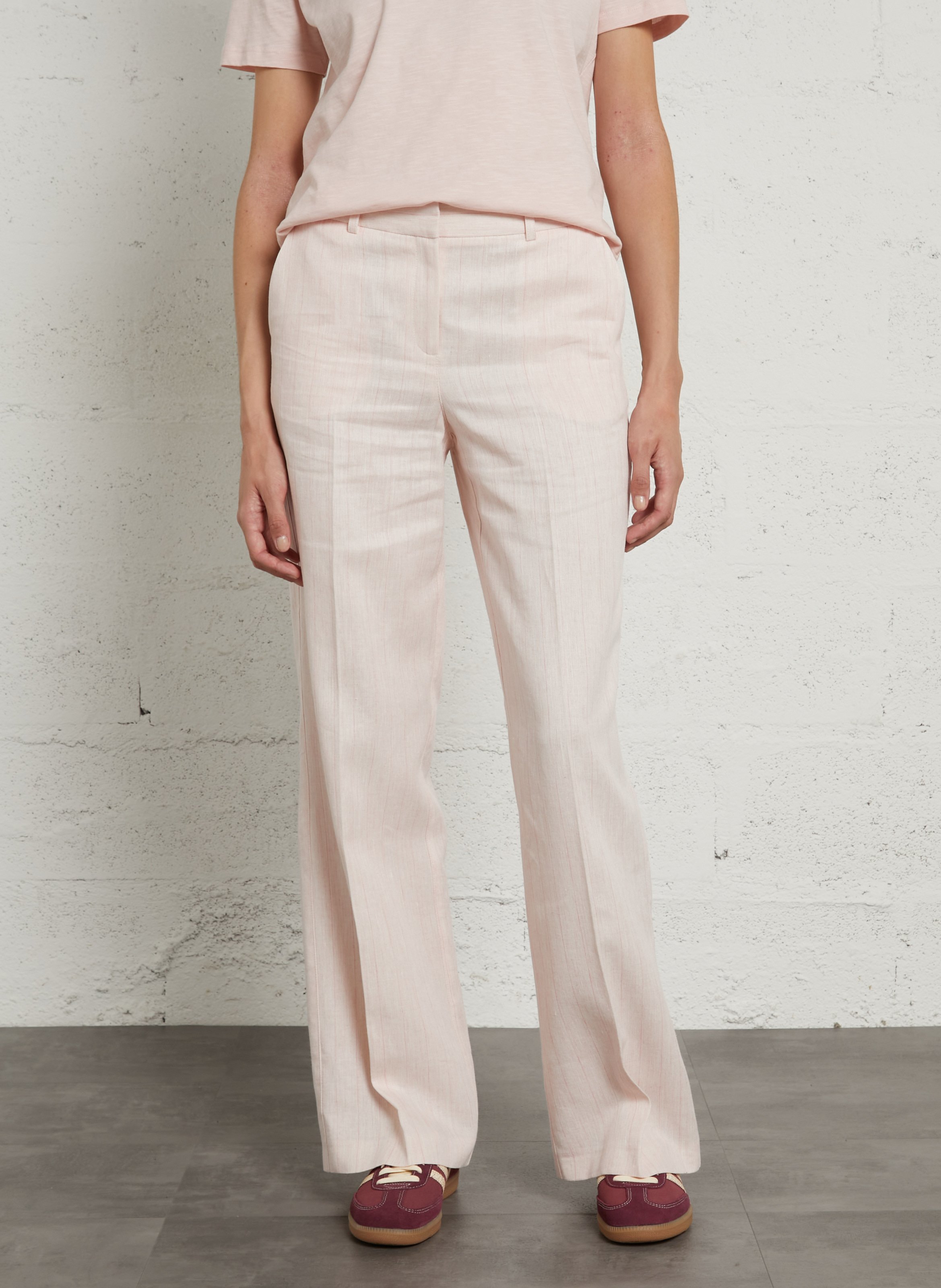 Pantalon large en coton mélangé rayé ferguson MAISON 123 Rose