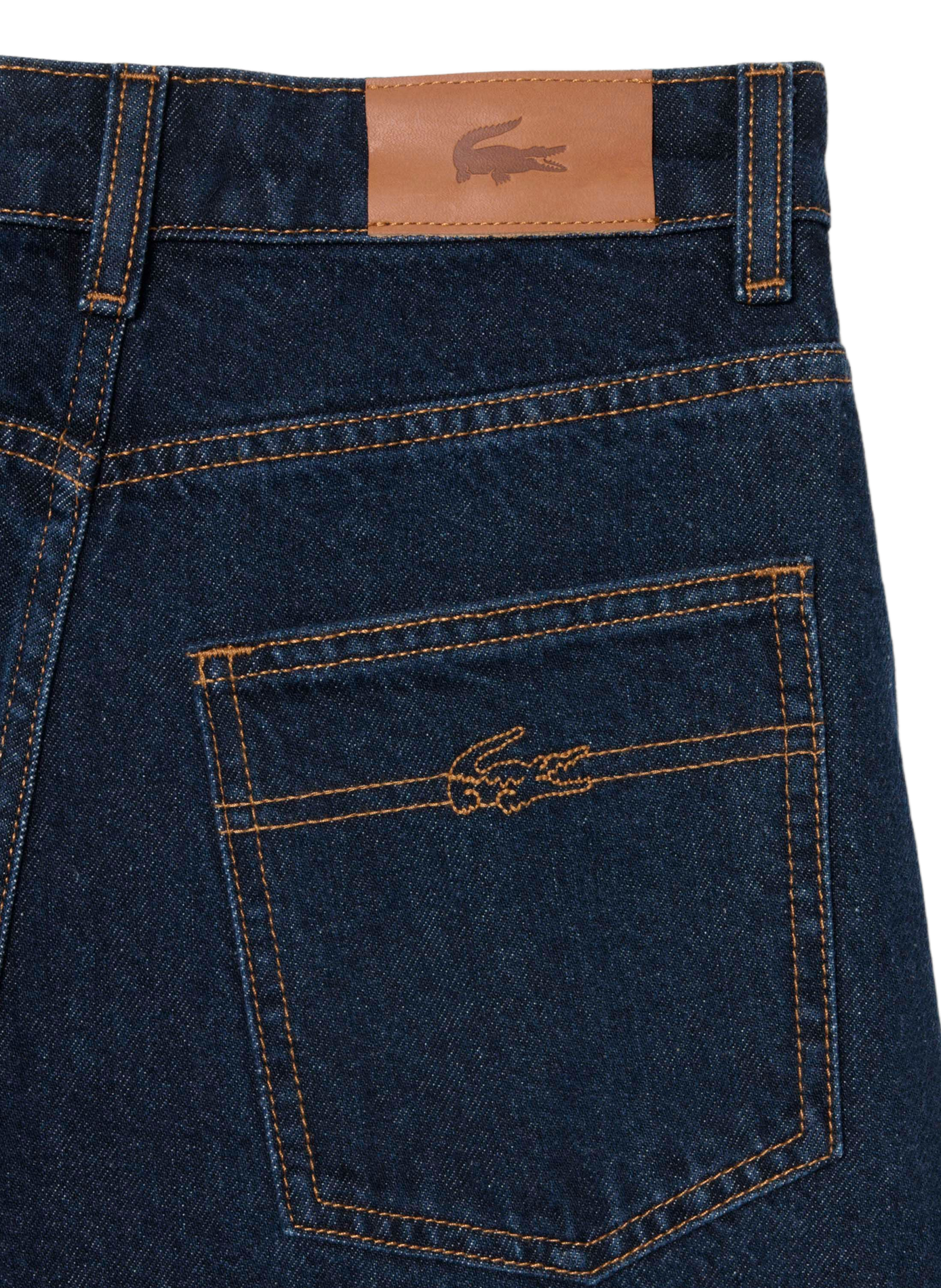 High-waisted wide-leg jeans in cotton denim LACOSTE Blue