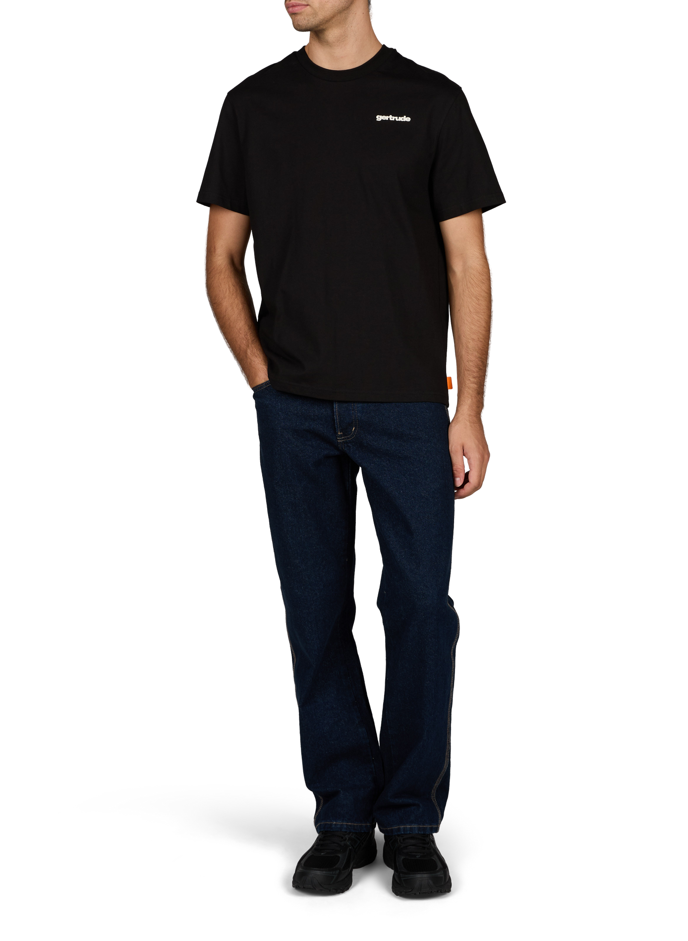 Leonstripe straight-fit crew-neck printed cotton T-shirt GERTRUDE Black