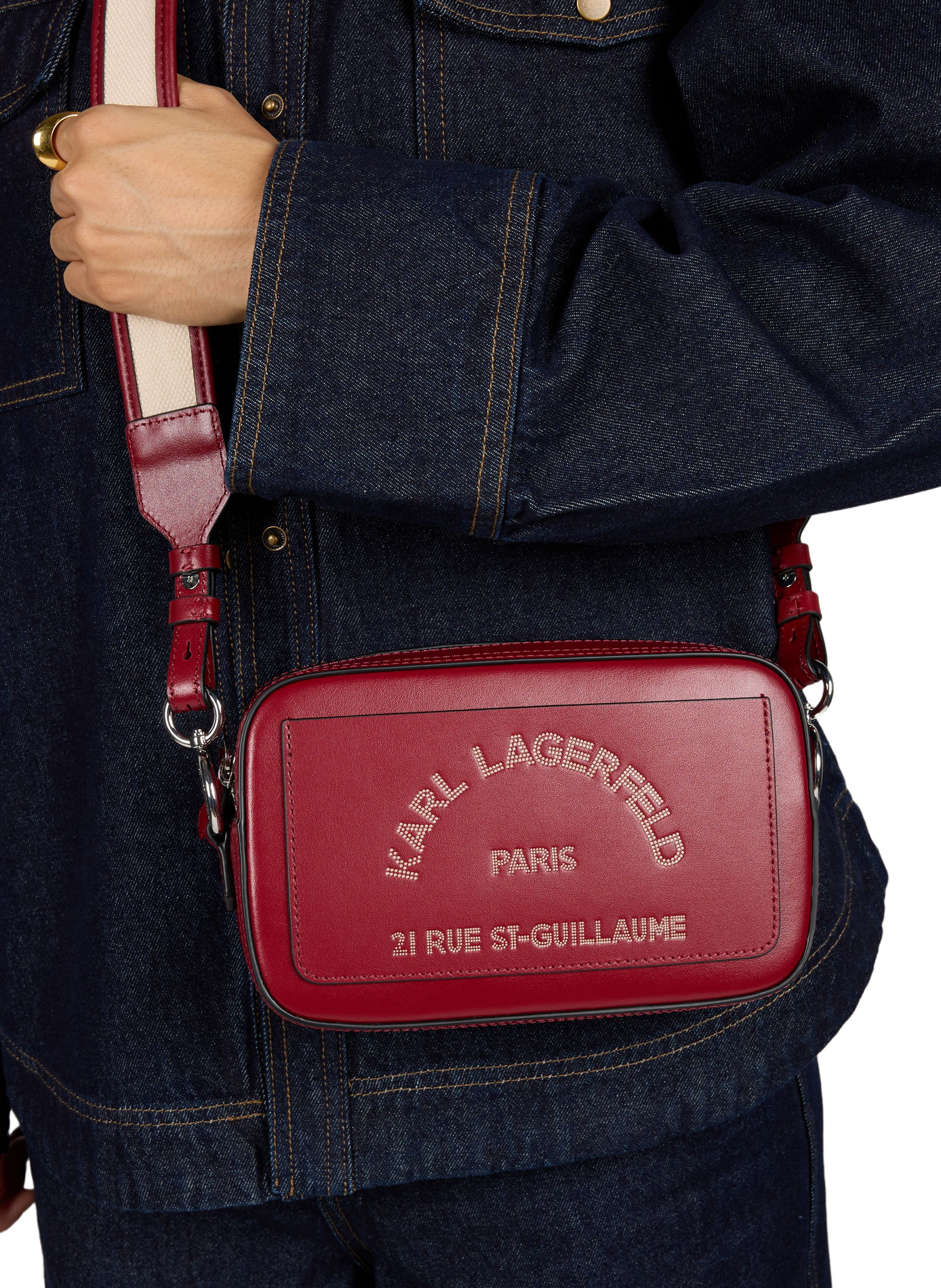 Shoulder bag K/Daily in leather KARL LAGERFELD Red