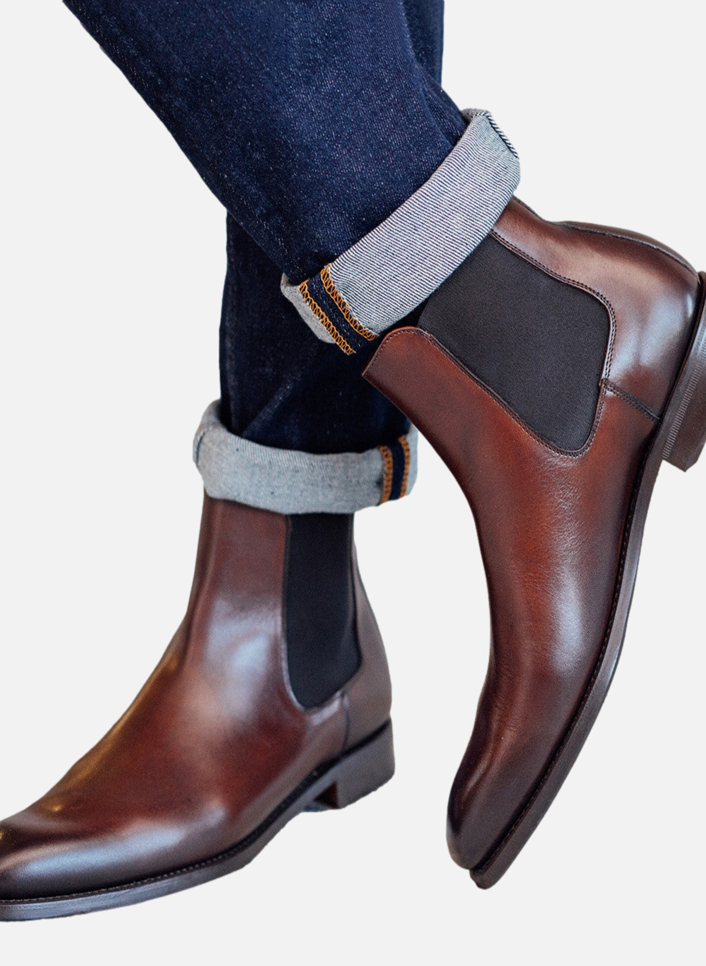 Bottines cuir chelsea FINSBURY Marron