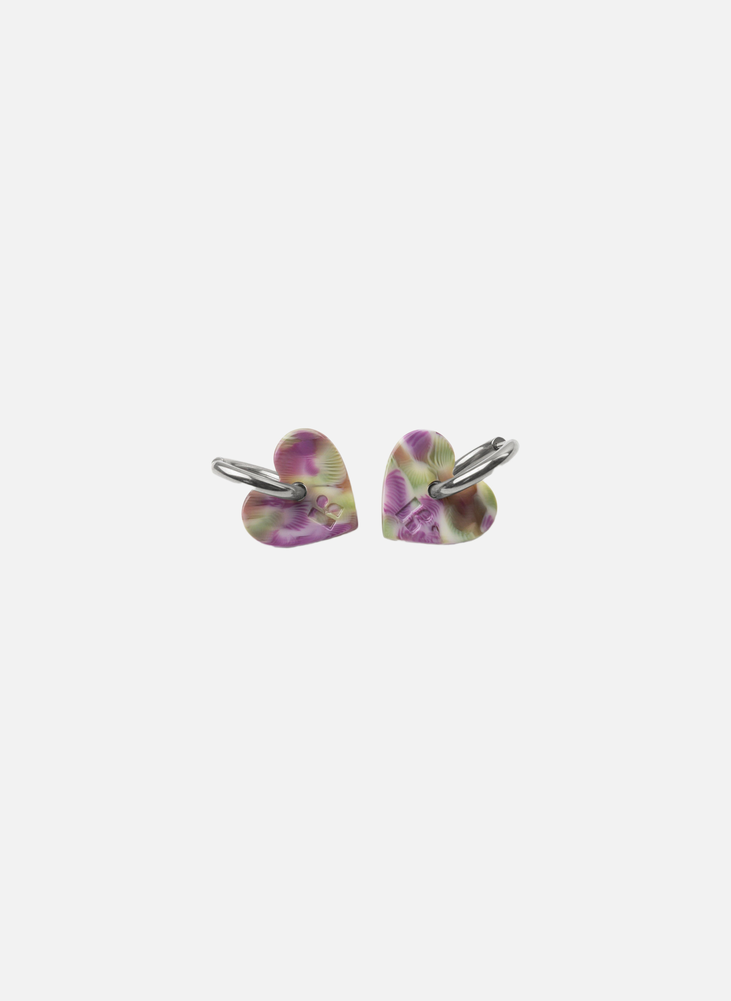 Boucles d'oreilles lova lova avec anneaux en acier inoxydable argenté  Magenta et vert