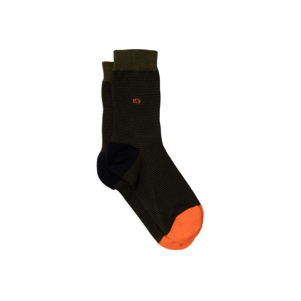 Chaussettes en coton peigné rayées  Kaki